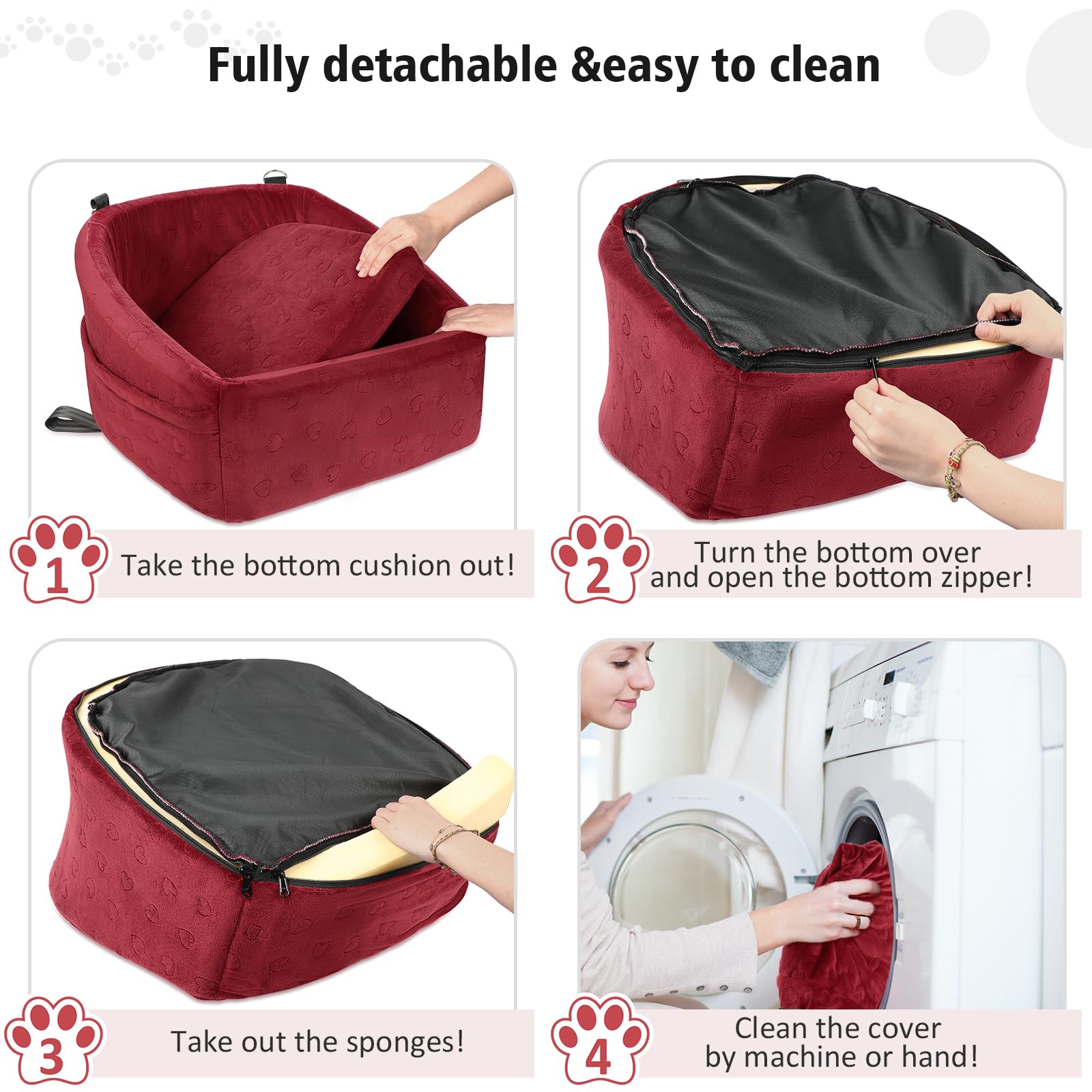 Neezukar Dog Car Seat For Small Medium Dogs,Detachable Washable Dog Booster Seat Under 30Lbs, Pet Car Seats Travel Bed With Stor