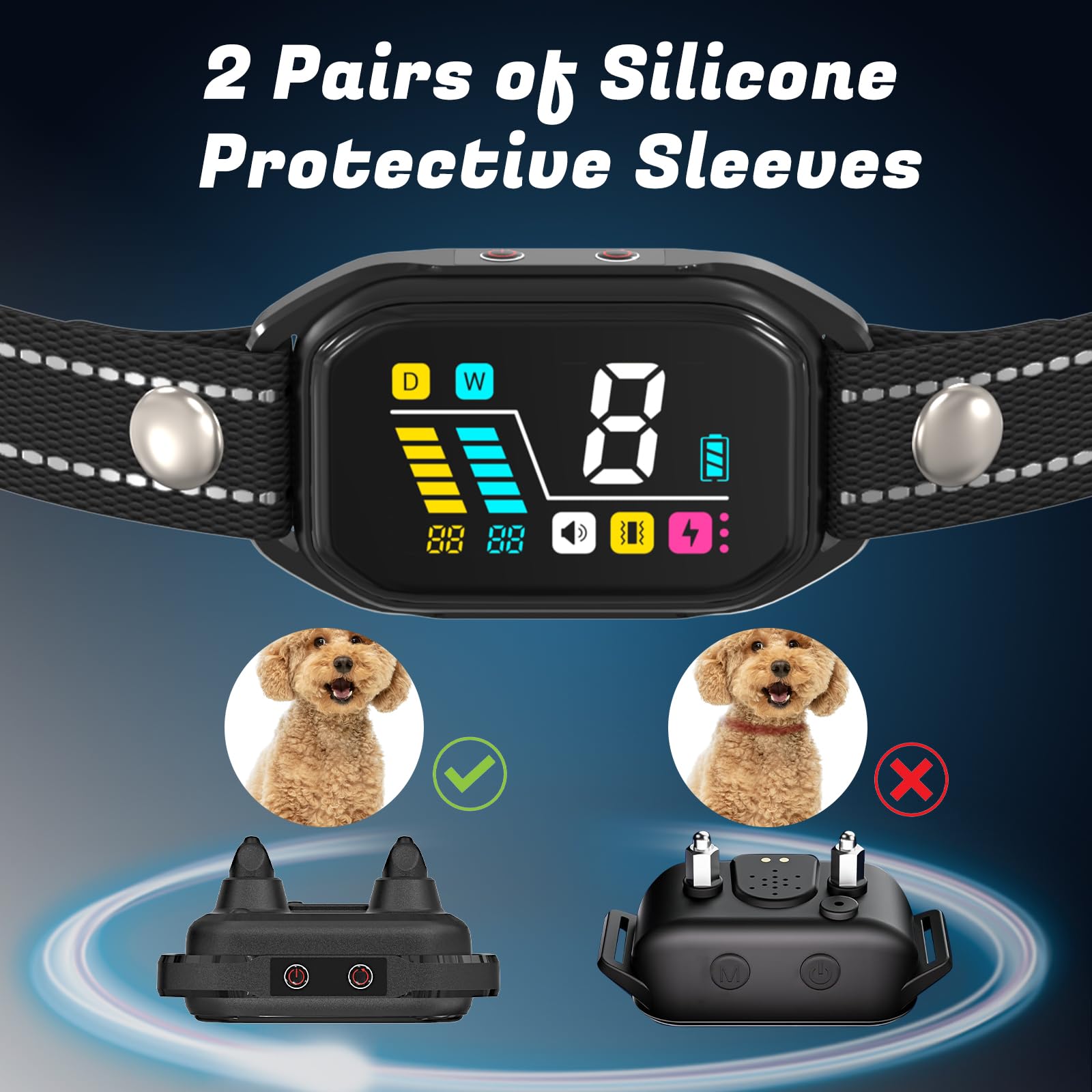 2Pcs Dog Bark Collar For Large Medium Small Dogs 8-150Lbs, Rechargeable Smart Bark Collar, Auto Barking Anti Bark Training Colla