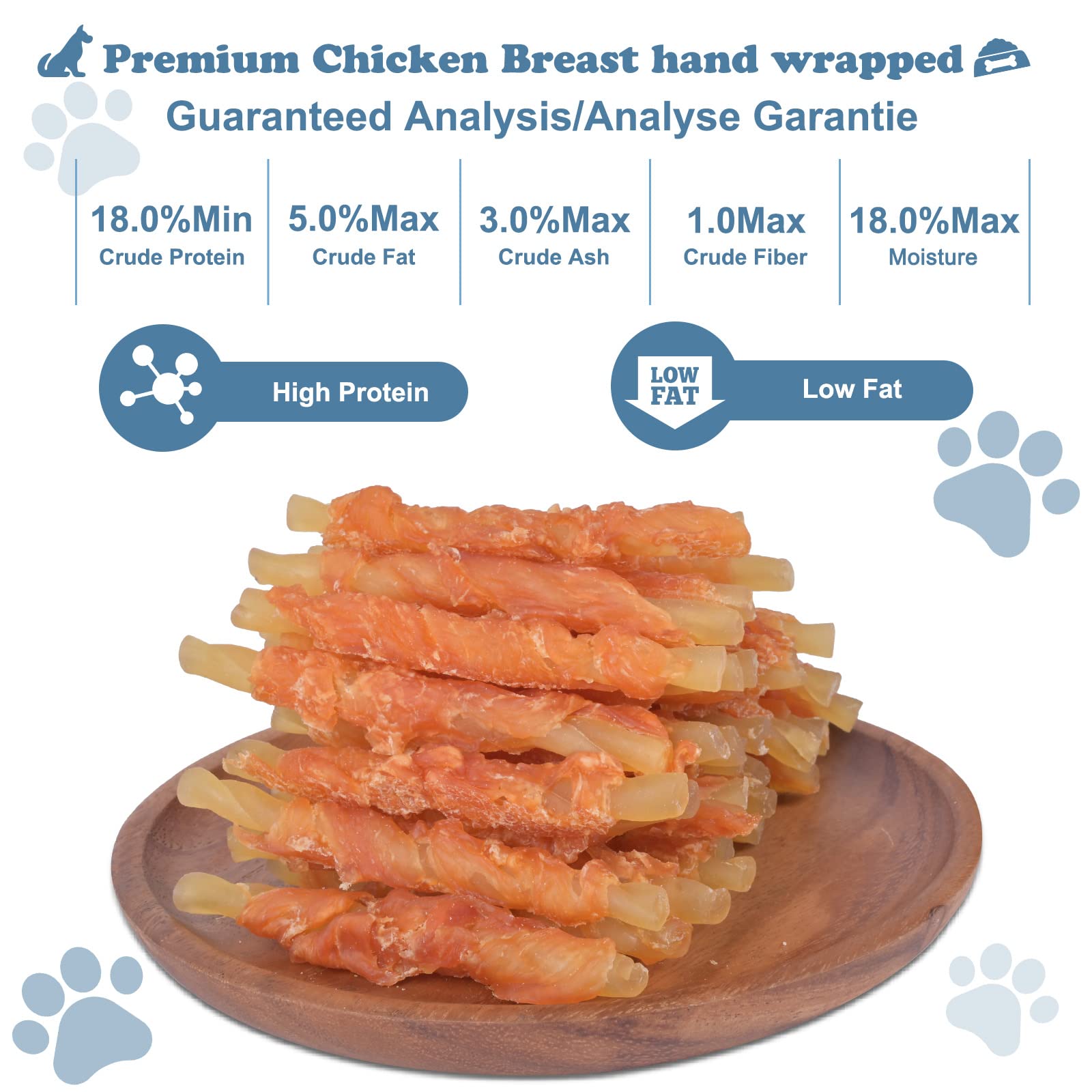 Pawant Dog Treats Soft Chews Rawhide Free Chicken Wrapped Cod Sticks for Puppy Training Snacks Dog Chews Treats 2lb
