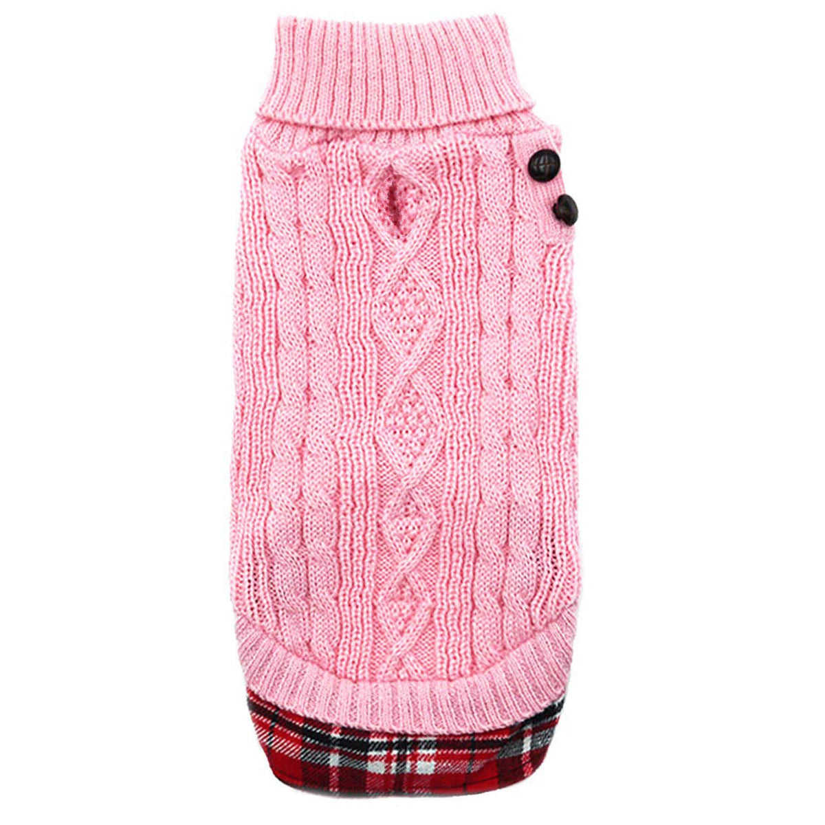 Kyeese Dog Sweaters With Leash Hole Dog Turtleneck Sweater Knitwear With Gingham Warm Pet Coat For Fall Winter