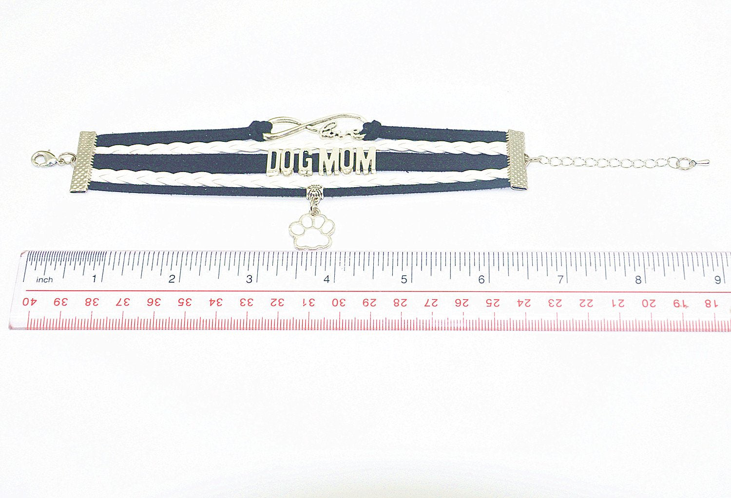HHHbeauty Dog Mom Paw Bracelet - Memorial Paw Charm Bracelet For Dog Lovers (Black and White)