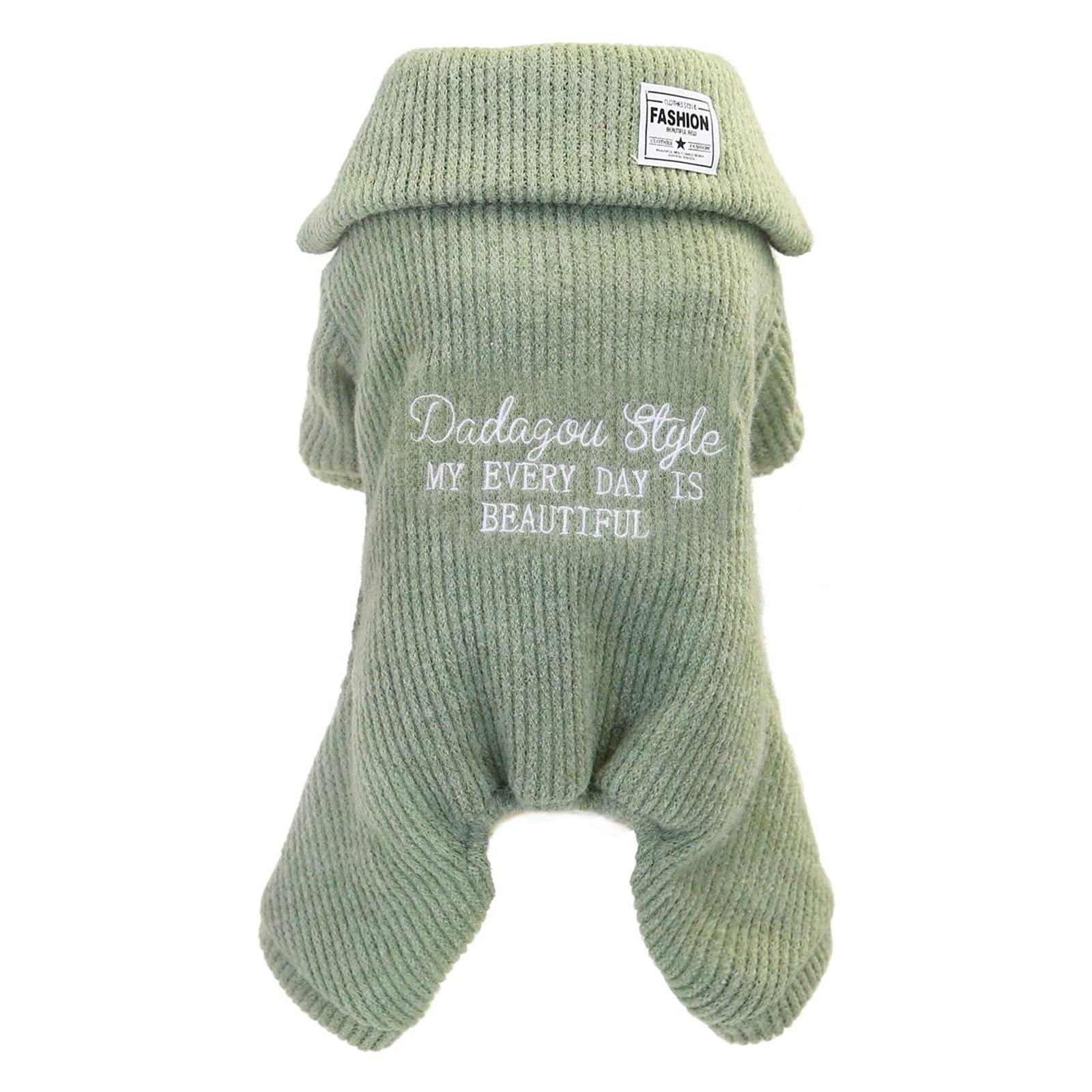 Green Xxl Fleece Dog Sweater - Warm Winter Jumpsuit For Small & Medium Dogs & Cats