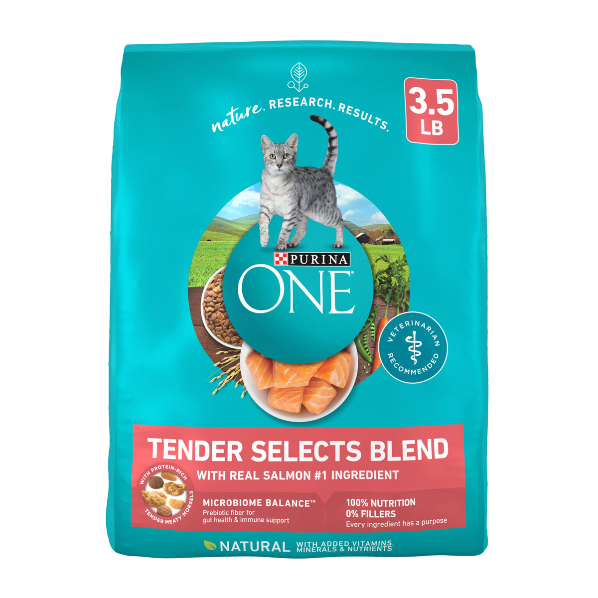 Purina One Natural Dry Cat Food, Tender Selects Blend With Real Salmon - 3.5 Lb. Bag