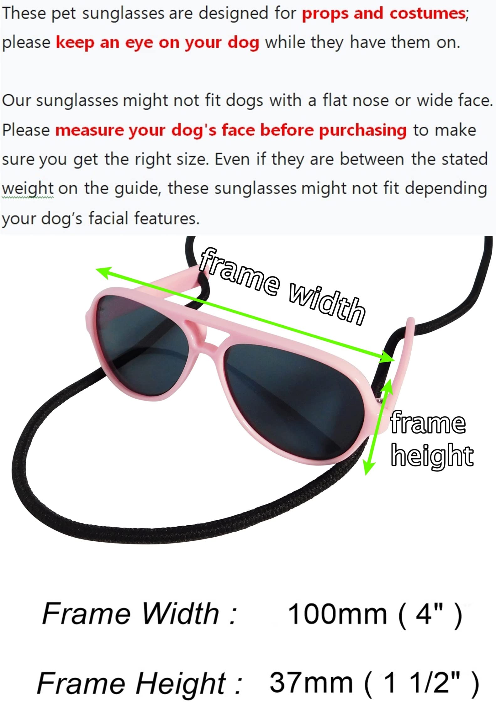 G029 Small Dog Breed Up To 15Lbs Cat Pet Aviator Sunglasses Glasses (Black)
