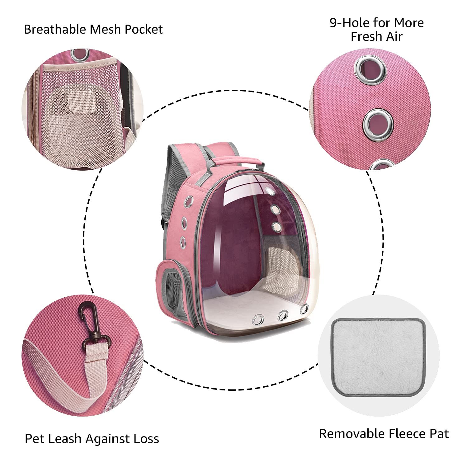Henkelion Cat Bubble Carrying Bag, Backpack Carrier For Small Medium Dogs Cats, Airline Approved Travel Space Capsule Pet Carrie
