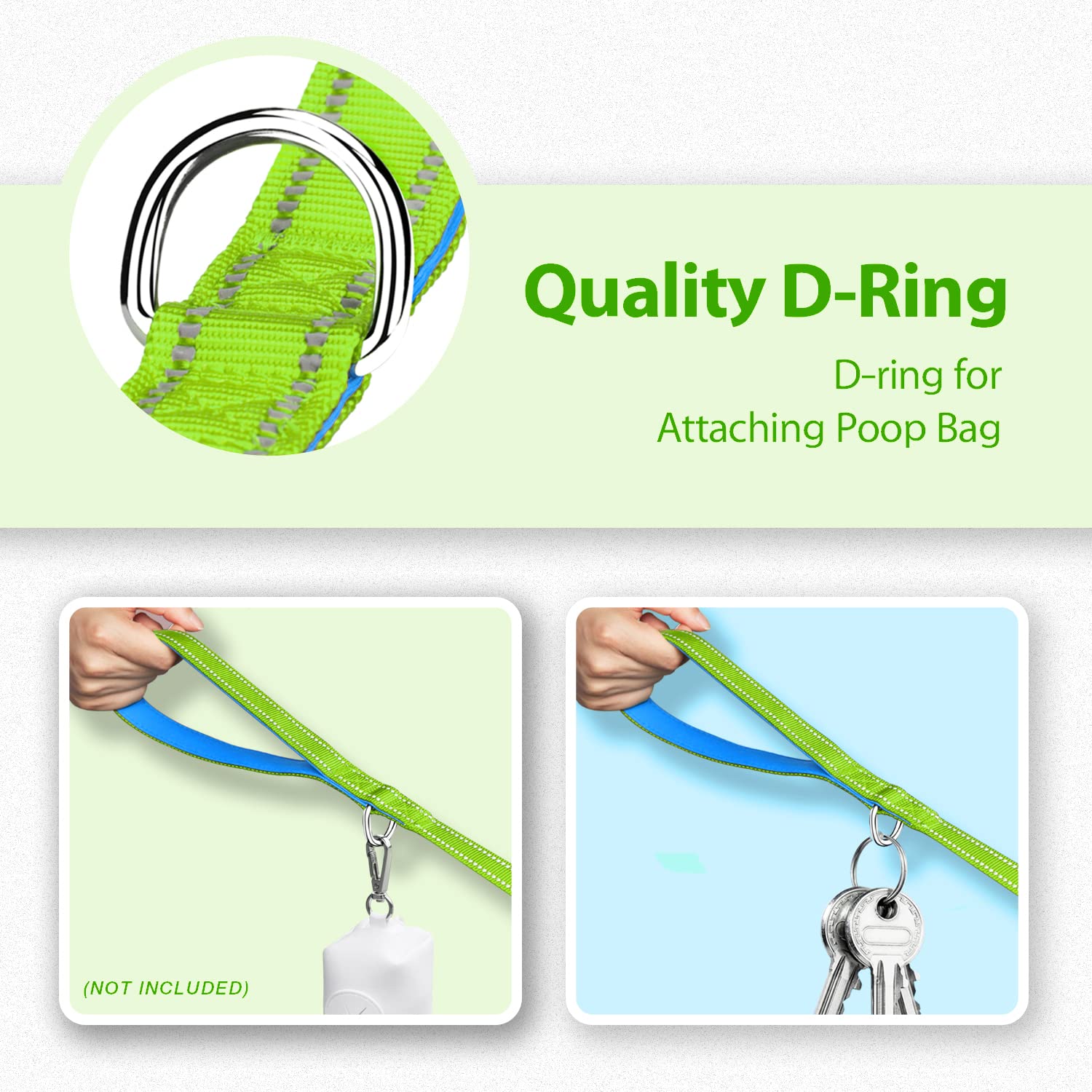 Phoepet 5 Feet Dog Leash - Dual-Side Reflective - Soft Padded Handle - Fit For Walking, Training Or Exploring Hiking, Camping (G