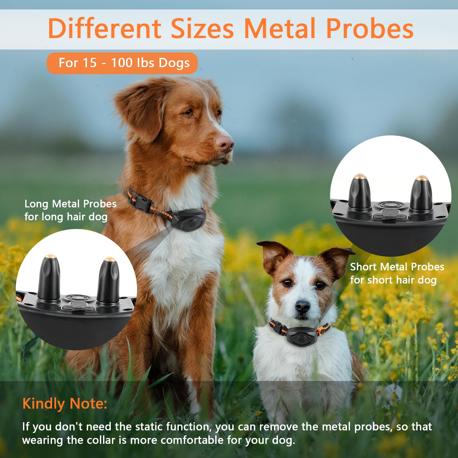 Dog Training Collar, IPX7 Waterproof Dog Training Collar with Remote Range 1300ft, 3 Training Modes, Beep, Static, Vibration, Re