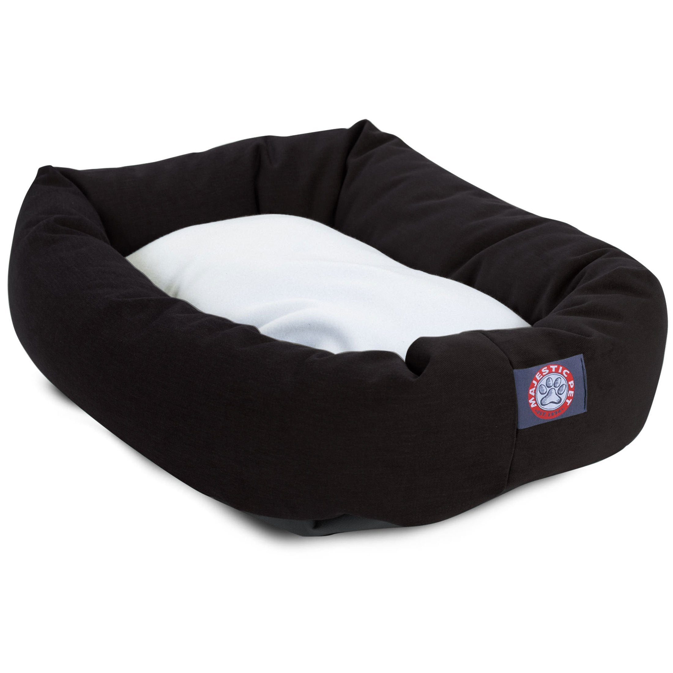 40 Inch Black & Sherpa Bagel Dog Bed By Majestic Pet Products