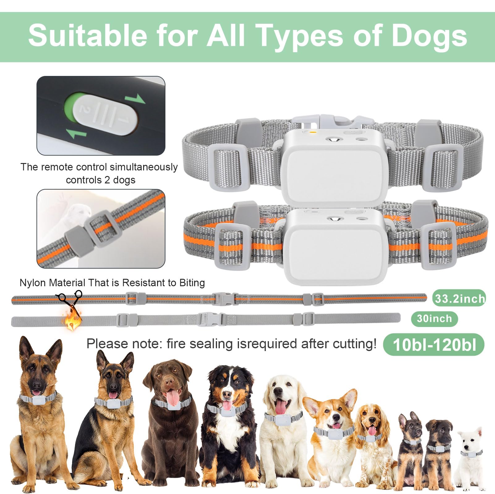 Citronella Dog Training Collar [2 Dog Collar With Remote] Spray Bark Collar Safer & Humane Spray Dog Collar For L/M/S Dogs Spray