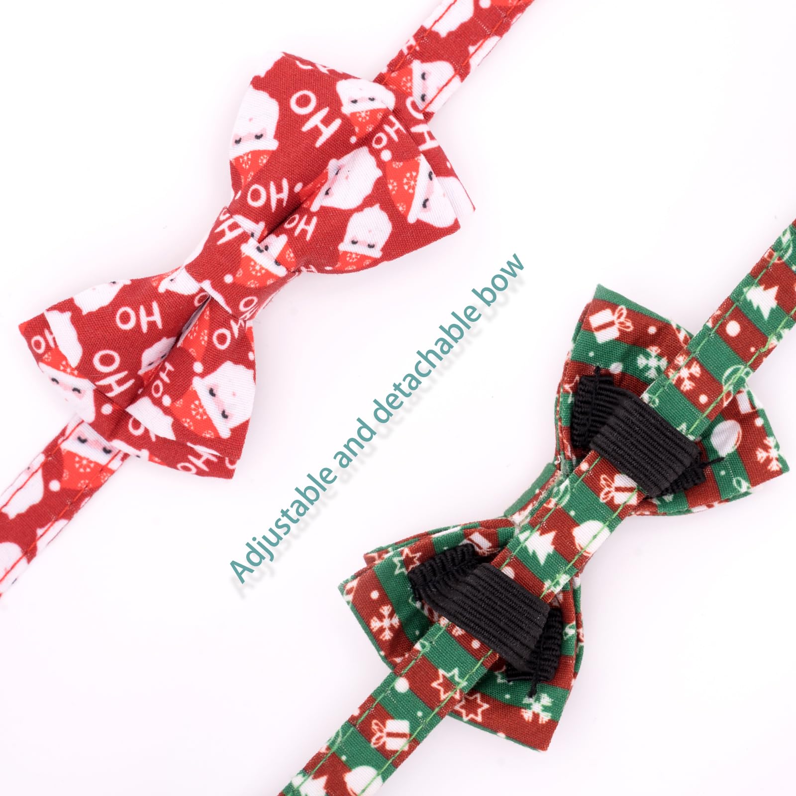Faygarsle 2 Pack Christmas Cat Collar Cute Holiday Cat Collar With Bow Tie Breakaway Red Green Winter Collar For Boy Girl Cats F