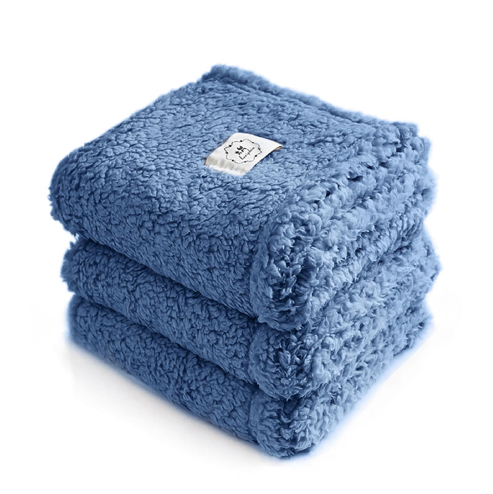 Luciphia 1 Pack 3 Calming Dog Blanket Fluffy Premium Fleece Pet Blankets Soft Sherpa Throw For Dogs Puppy Cat Haze Blue Medium (