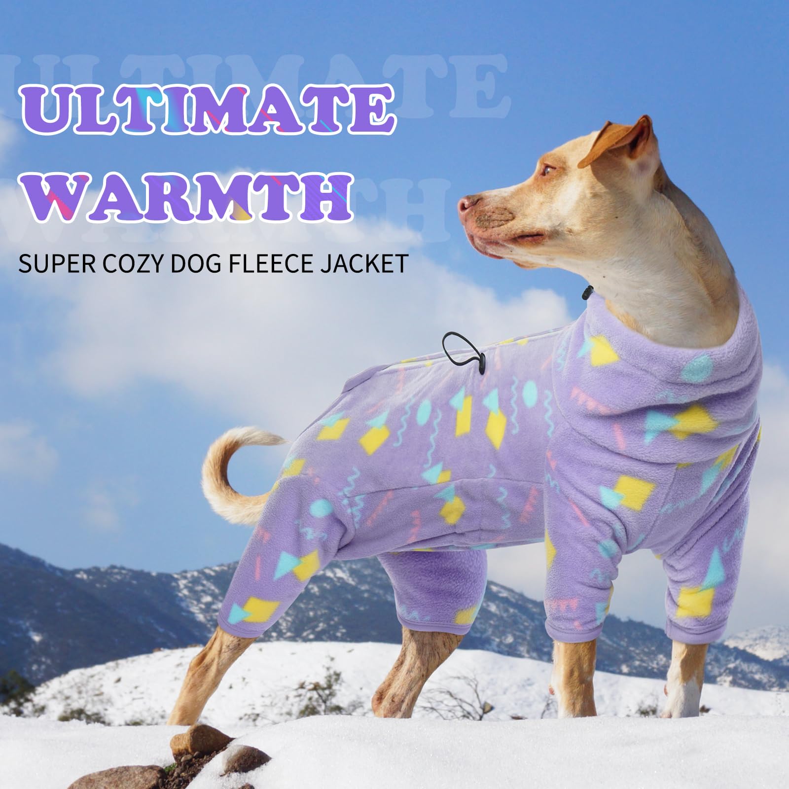 ROZKITCH Dog Leg Warmers, Windproof Jacket Vest for Medium Dogs, Luminous Zipper, Geometry Print, Size M (Back Length: 18")