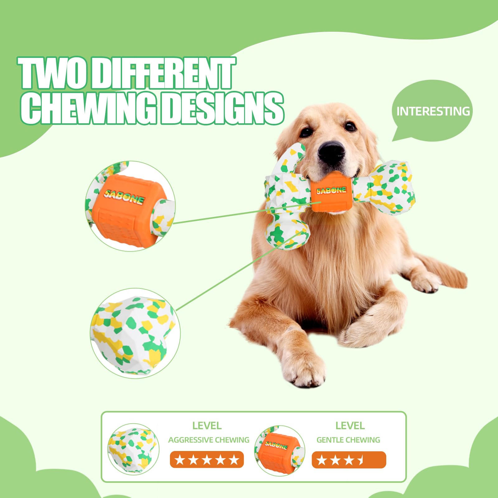 Generic Dog Chew Toy, Biodegradable Two Kinds Of Chewing Intensity Camouflage Color Dog Toy For Aggressive Chewers, Indestructib