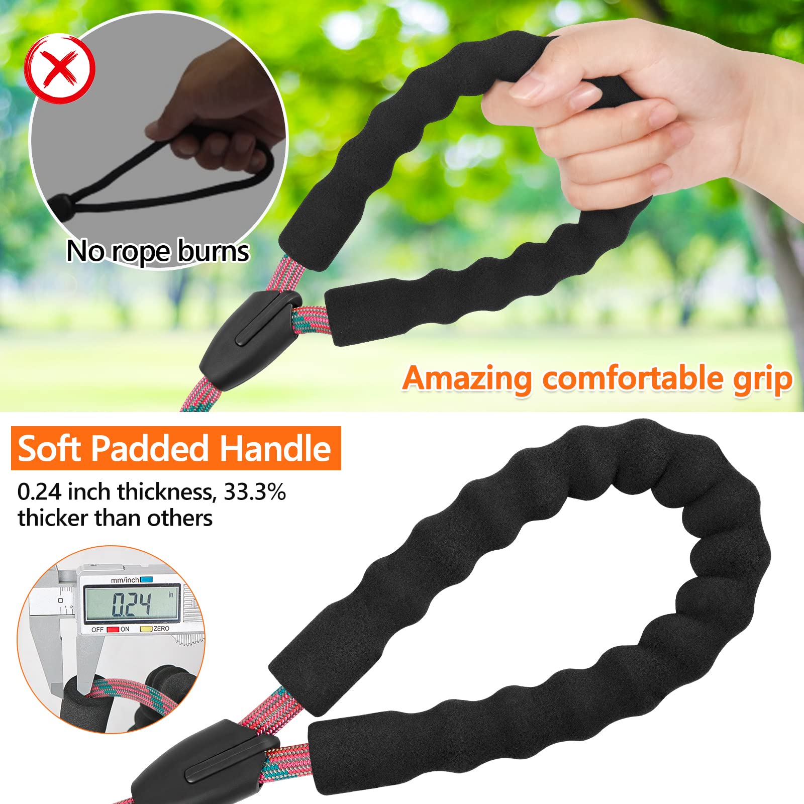 Ntr Long Leash, 15 Ftdog Check Cord With Swivel Lockable Hook And Comfortable Padded Handle For Dog Leash For Small Medium And Large Dogs Walking Training Hiking Camping Playing