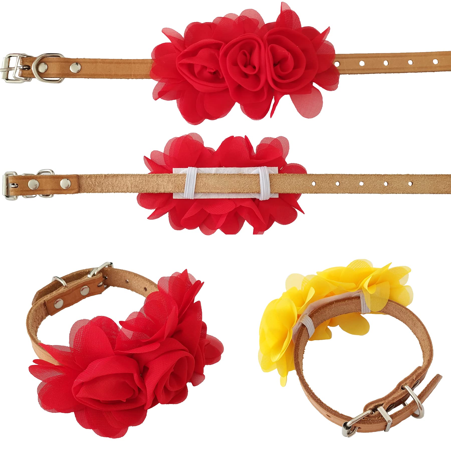 JpGdn 6pcs Dog Collar Flowers Pink Purple Yellow Puppy Collar Charms Multicolored for Small Medium Large Girl Boy Female Cat Kit