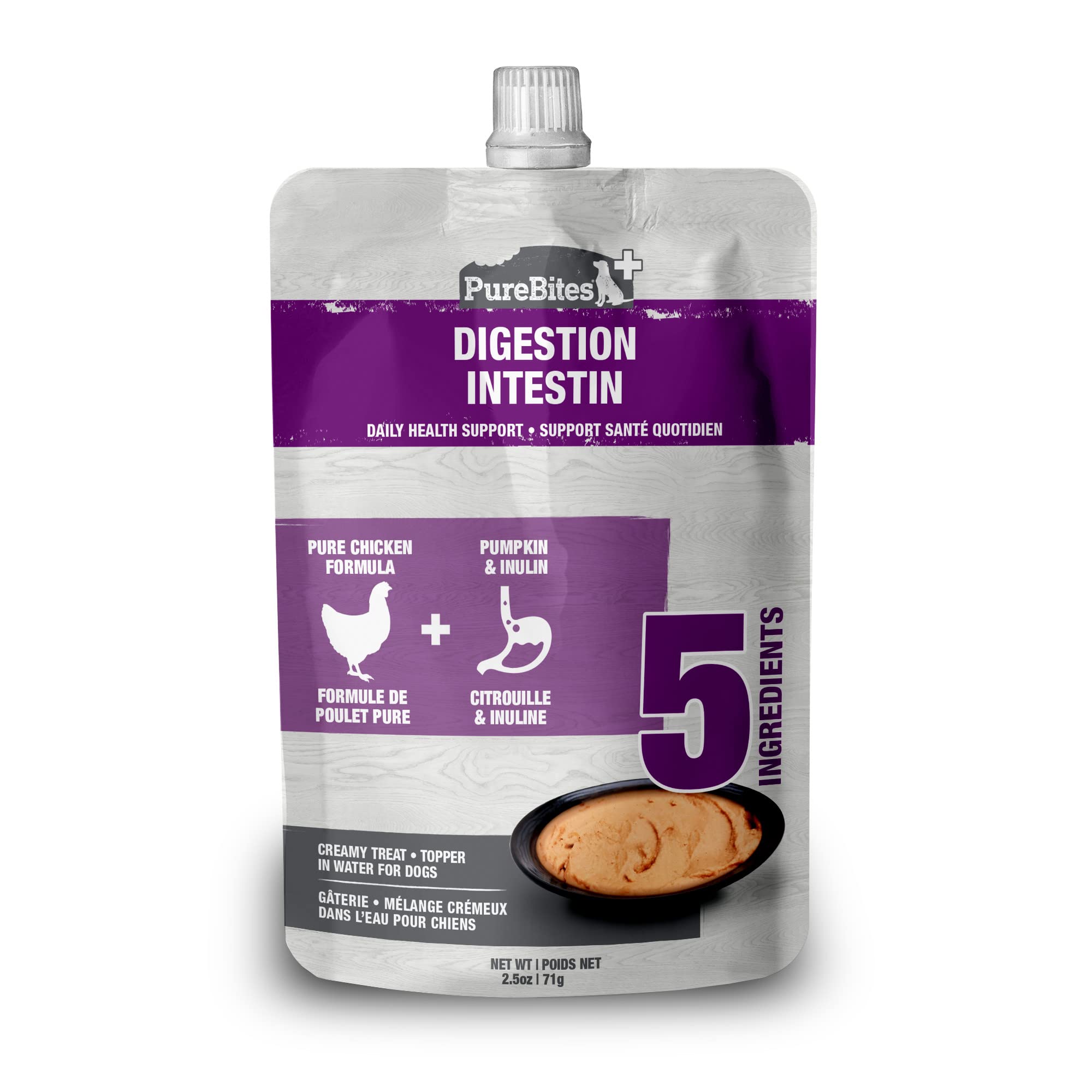 PureBites+ Gut & Digestion Squeezables for Dogs, only 5 Ingredients, case of 15