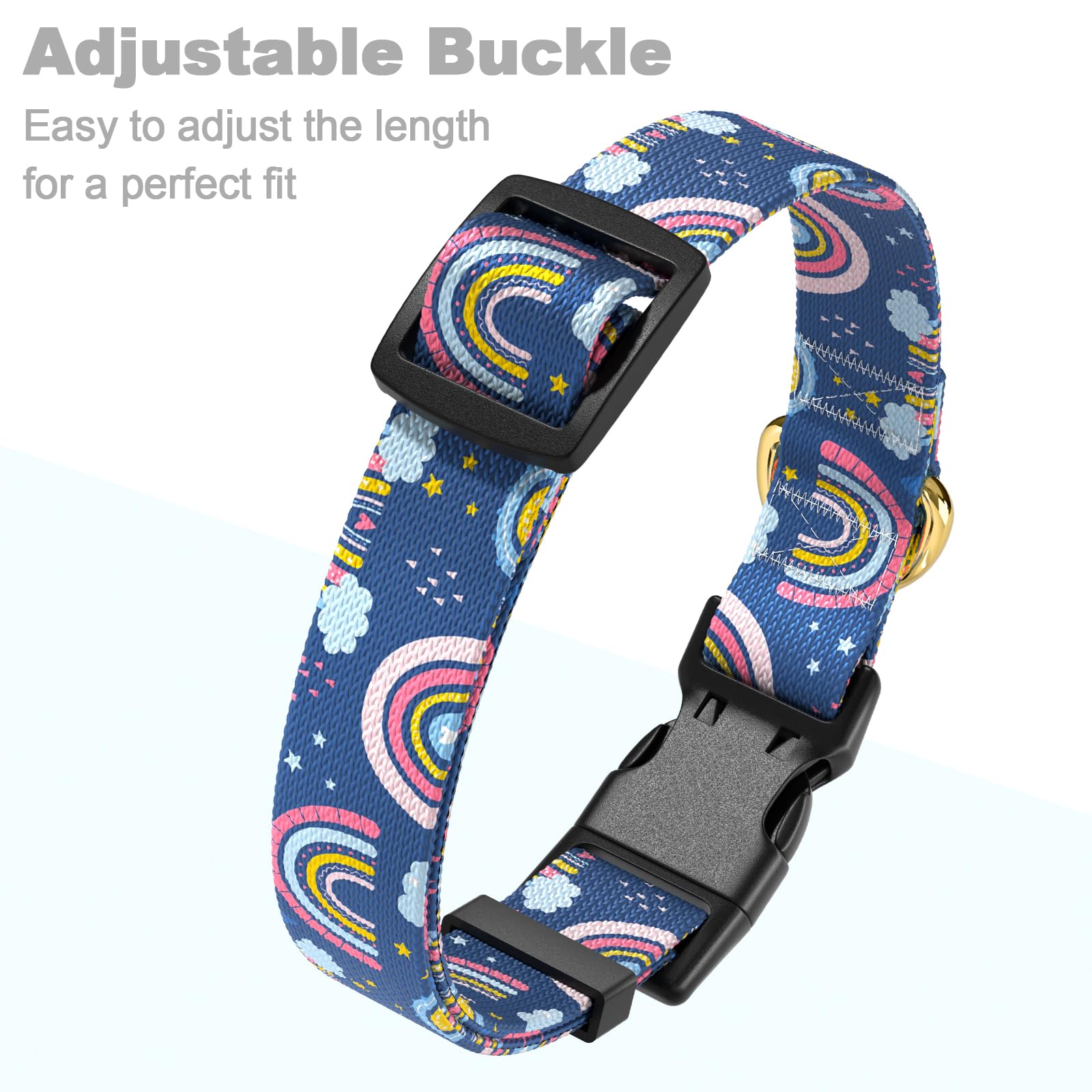 Rnivvi Dog Collar For Large Dogs, Cute Heavy Duty Adjustable Puppy Collar With Quick Release Buckle For Girl & Female, Pet Acces