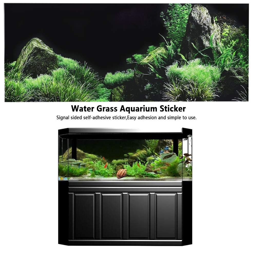 Gloglow Aquarium Background Sticker, Aquarium Seafloor Water Grass Background Pvc Adhesive Landscape Image Fish Background Poste