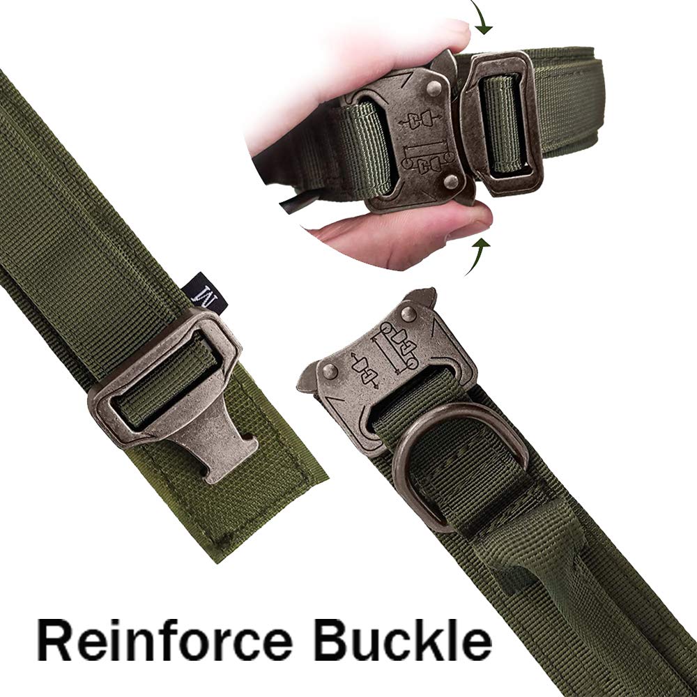 Tactical Dog Collar Military Dog Collar Adjustable Nylon Dog Collar Heavy Duty Metal Buckle With Handle For Dog Training (Green,Xxl)