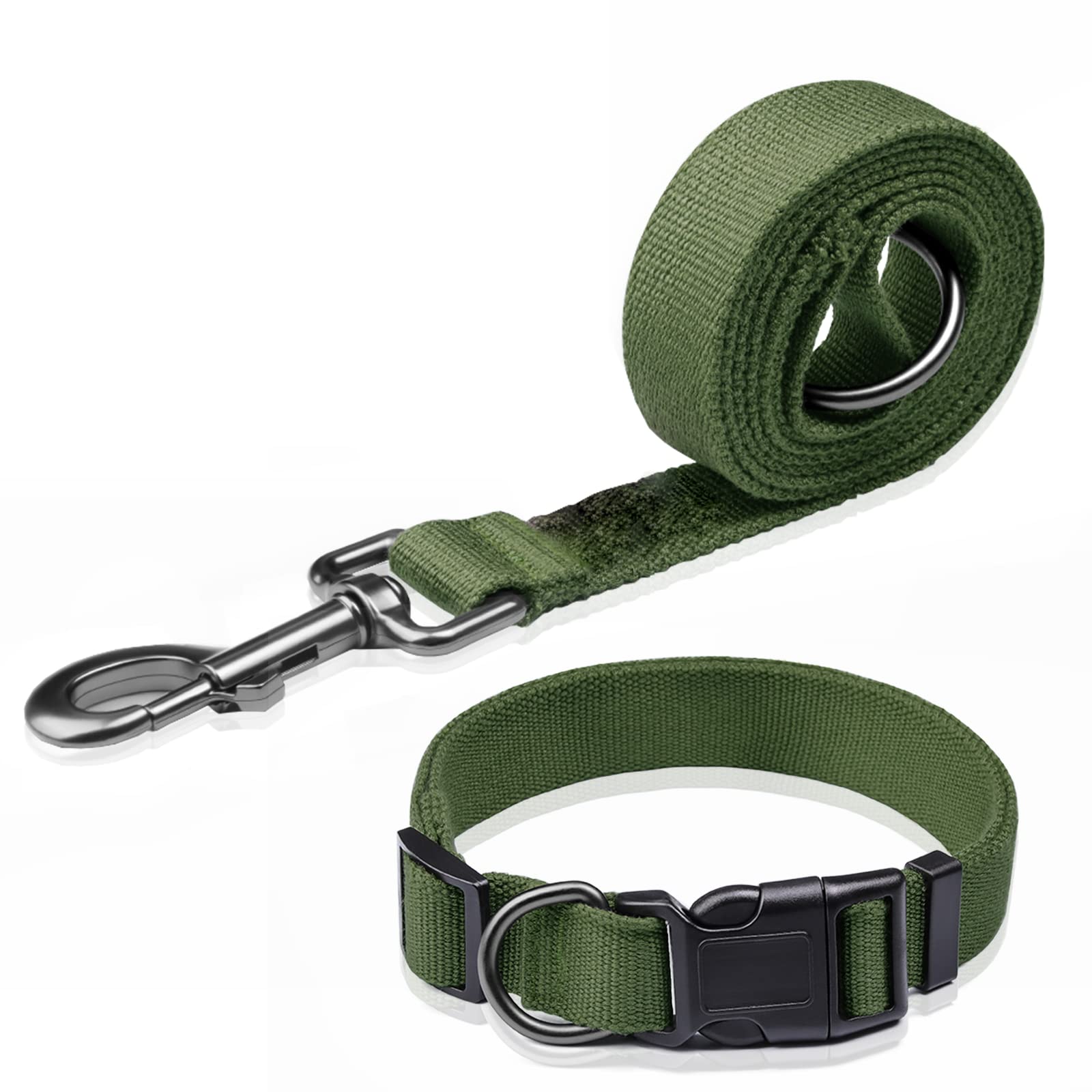 Dark Grey Dog Collar And Leash Set For Small Dogs, Breathable, Anti-Odor & Soft, Comfortable For Sensitive Skin Puppies, 90% Bam