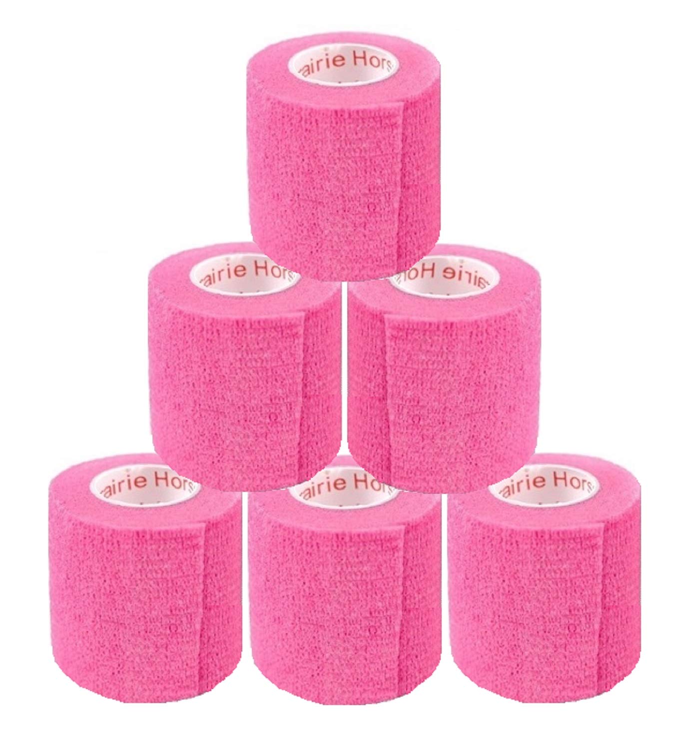 2 Inch Vet Wrap Tape Bulk (Neon Pink) (Pack of 6) Self Adhesive Adherent Adhering Flex Bandage Grip Roll for Dog Cat Pet Horse