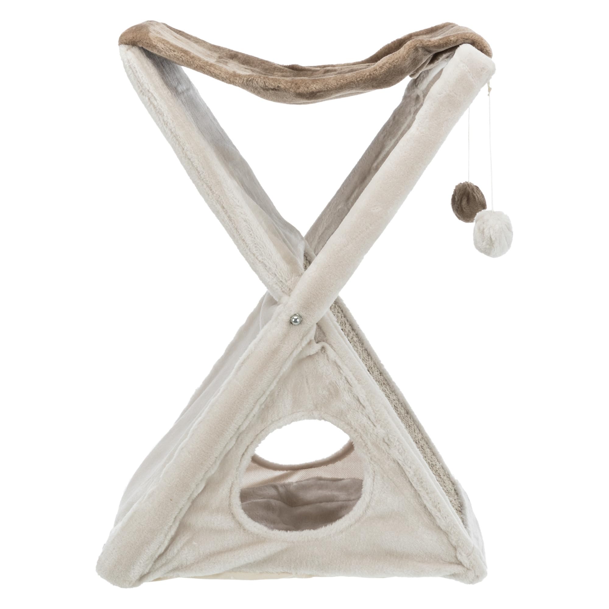 Trixie Miguel Fold And Store Cat Hammock, Dangling Cat Toy, Scratching Pad, Cat Cave, Taupe/Light Gray 20.25 X 13.75 X 25.5 Inch