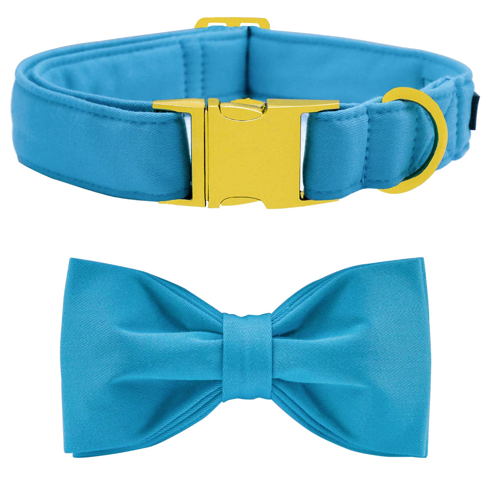 Maca Bates Blue Dog Collar With Bow Tie For Dogs Solid Colors Bowtie Soft Adjustable Breakaway Puppy Collars Birthday Gift For S