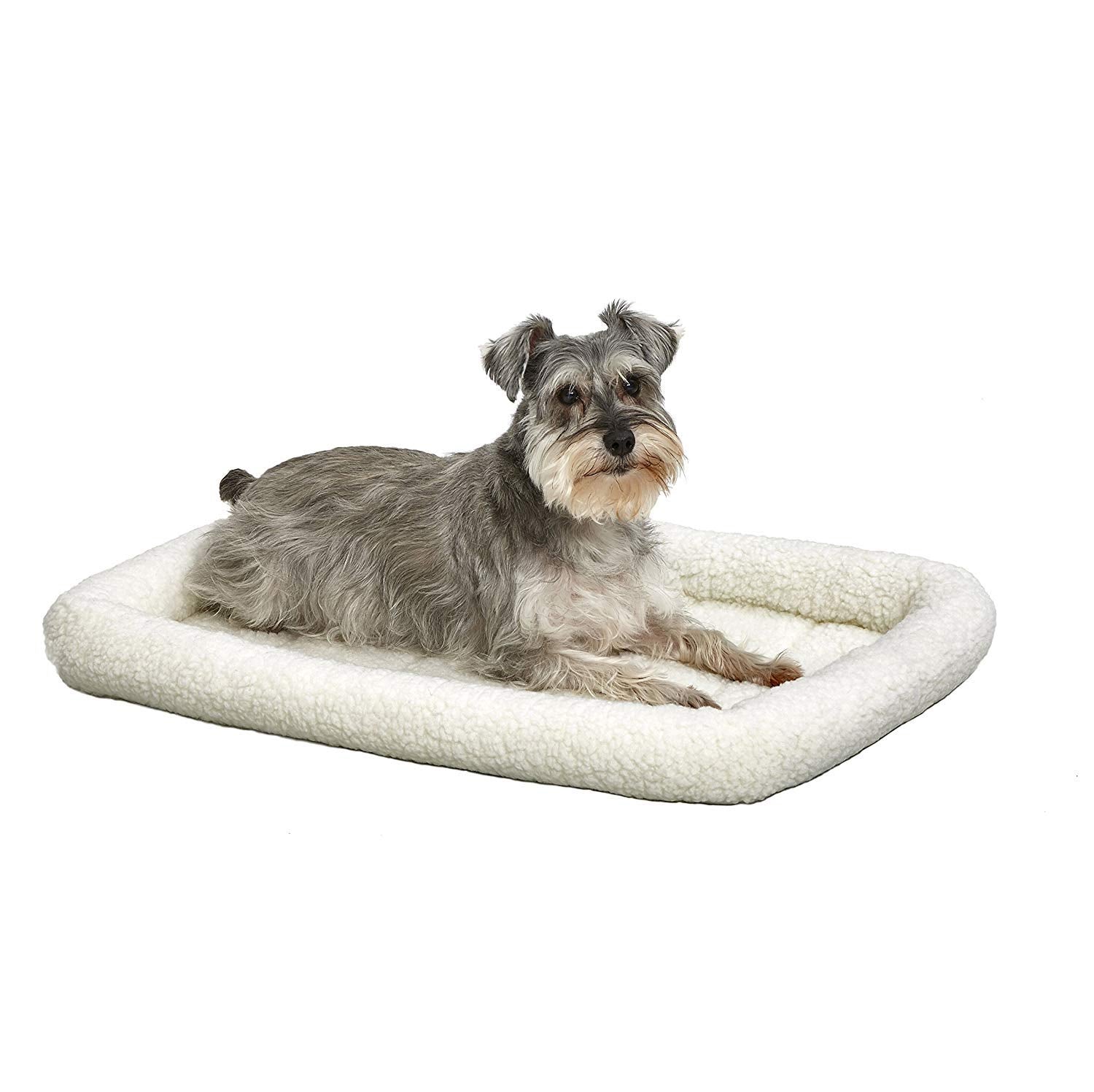 Midwest Homes For Pets Bolster Dog Bed 30L-Inch White Fleece Dog Bed W/ Comfortable Bolster | Ideal For Medium Dog Breeds & Fits A 30-Inch Dog Crate | Easy Maintenance Machine Wash & Dry