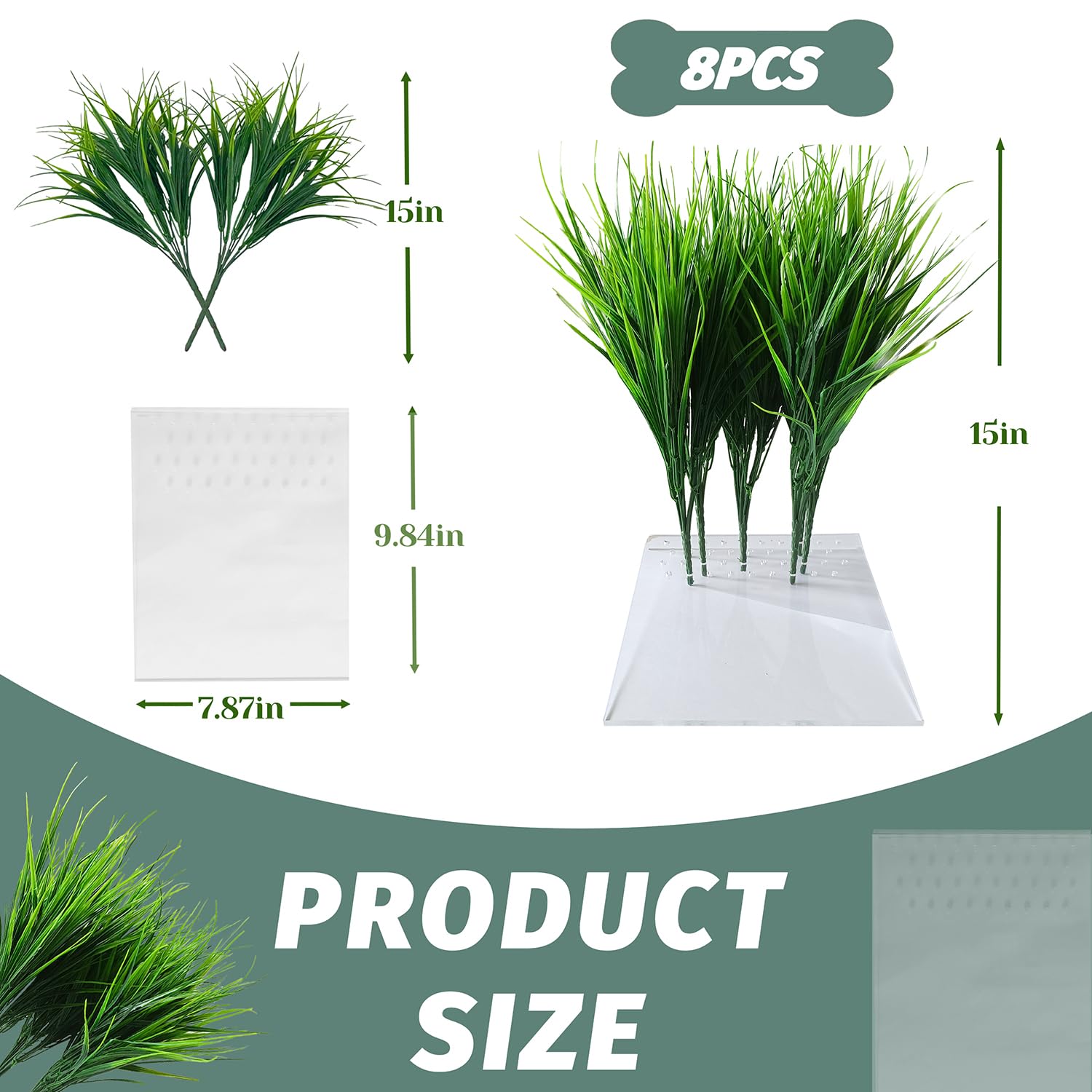 Sysmashing 8Pcs Fake Grass Plants Pee Post For Dogs To Pee On, Guiding Male Dogs To Urine And Preventing Urine From Splashing Ev