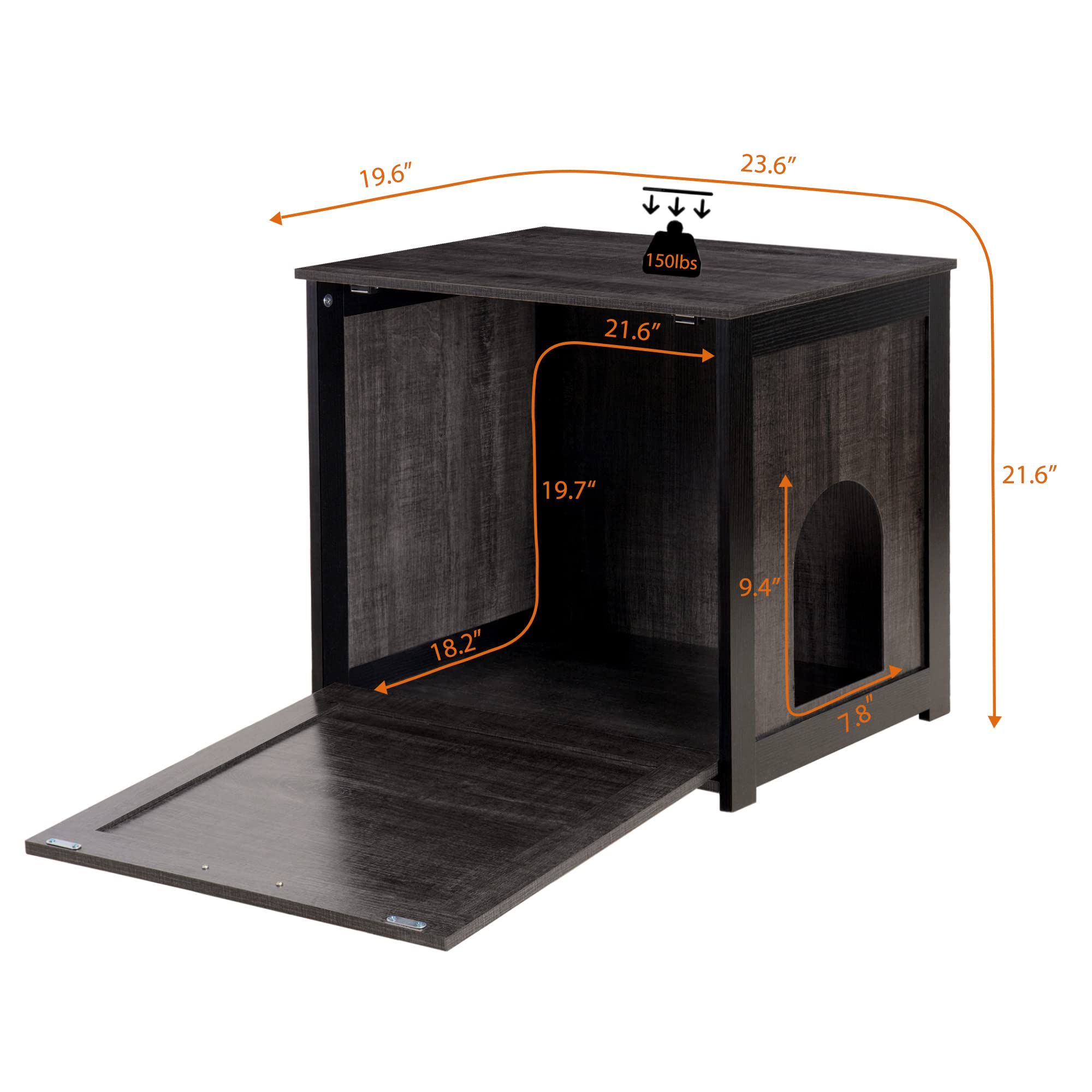 Dwanton Cat Litter Box Furniture Hidden, Cat Litter Box Enclosure, Reversible Entrance Can Be On Left Or Right Side, Indoor Cat Box Cabinet, Wooden Cat Washroom, End Table, Nightstand, Dark Gray
