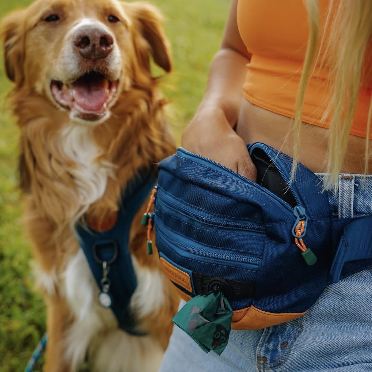 Wilderdog Utility Fanny Pack - Adjustable Strap, 3 Pockets, Poop Bag Dispenser, One Size, Pacific Blue