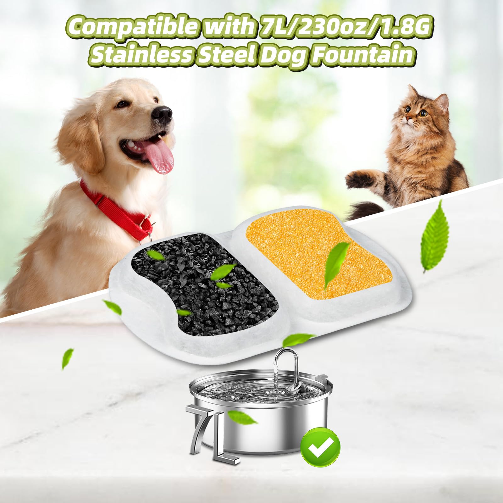 12 Sets Filter Replacement Compatible With Oneisall 7L/230Oz/1.8G Dog Water Fountain, Dog Water Bowl Filter For Stainless Steel