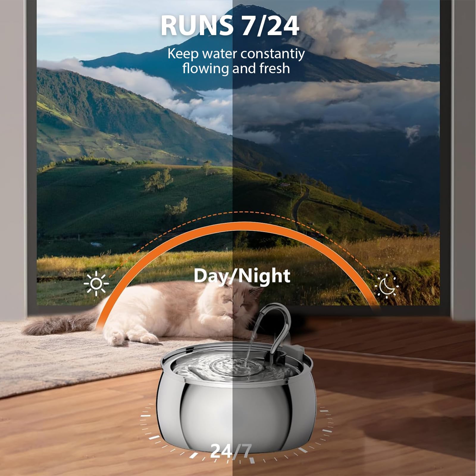 Stainless Steel Cat Water Fountain: 1.06 Gal Large Capacity Cat Fountain for Drinking - Ideal for Multiple Pets, Ultra Quiet Pum