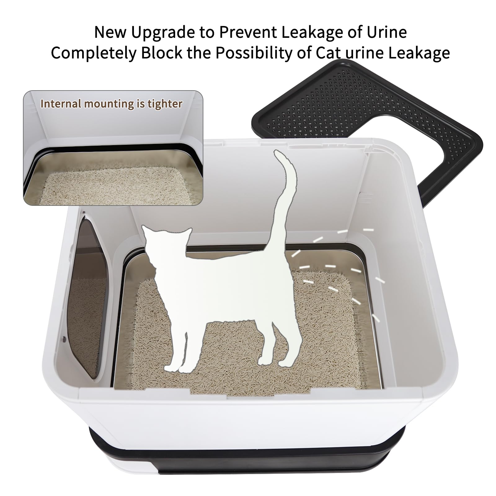 RIZZARI Enclosed Cat Litter Box with Lid, Large Foldable Litter Box with Litter Scoop, Top Entry Cat Toilet for Kittens and Big