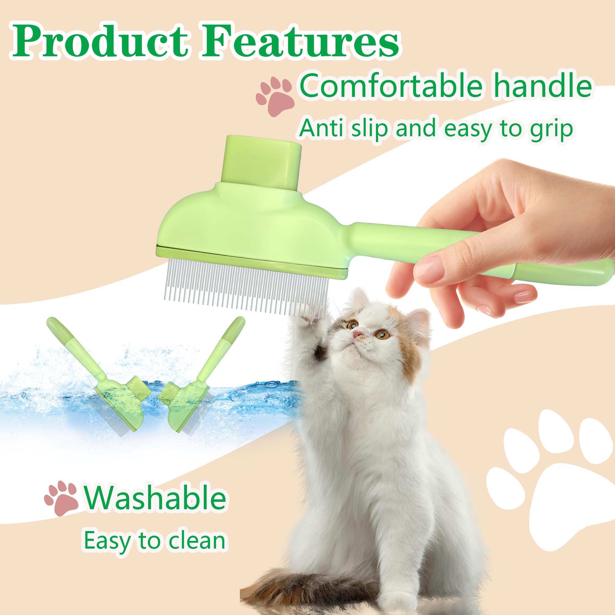 Flea Comb For Dogs And Cats With Release Button Fine Tooth Dog Comb For Grooming Massaging And Cleaning Remove Fleas Eggs Pet Ha