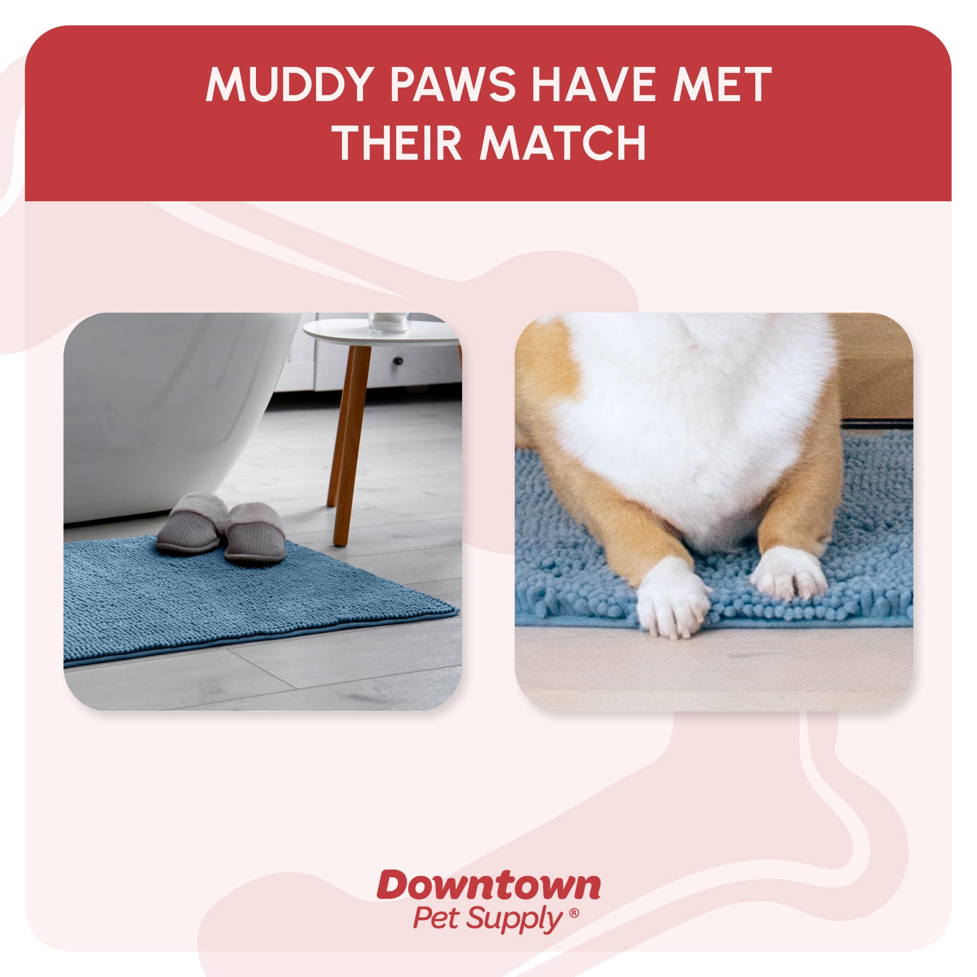 My Doggy Place Medium Faded Denim Microfiber Dog Mat, 31'' X 20'', Absorbent And Quick-Drying, Non-Slip Rubber Backed, Machine W