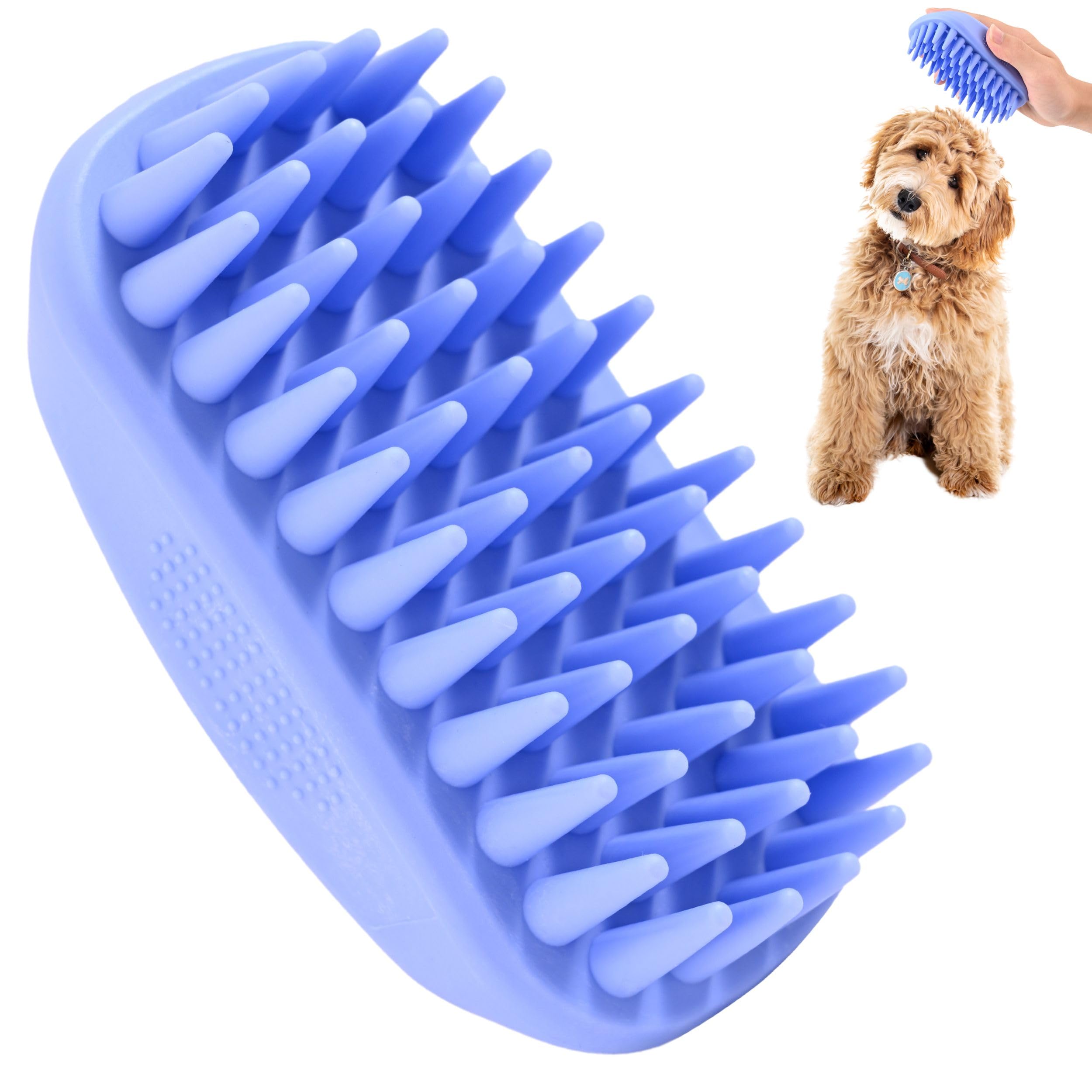 Bath Brush For Pet Grooming & Massage - Rubber Scrubbing Brush For Showers, Ideal For Long & Short Haired Dogs And Cats, Essenti