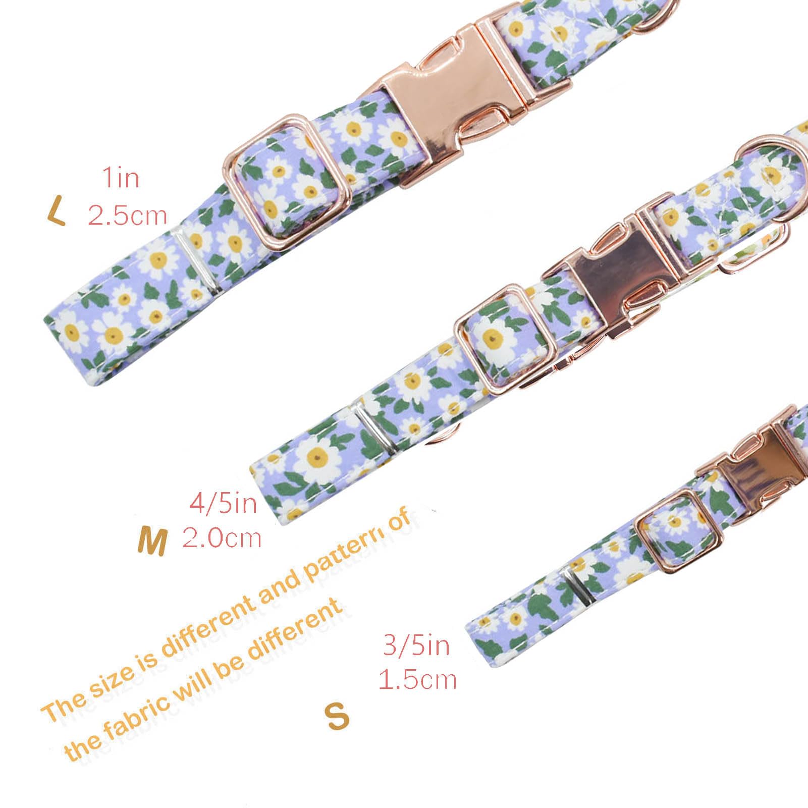 Metal Buckle Dog Collar, Durable Adjustable Dog Collar Soft For Small Medium Large Dogs (002-Purple Flower, S(10-14In)