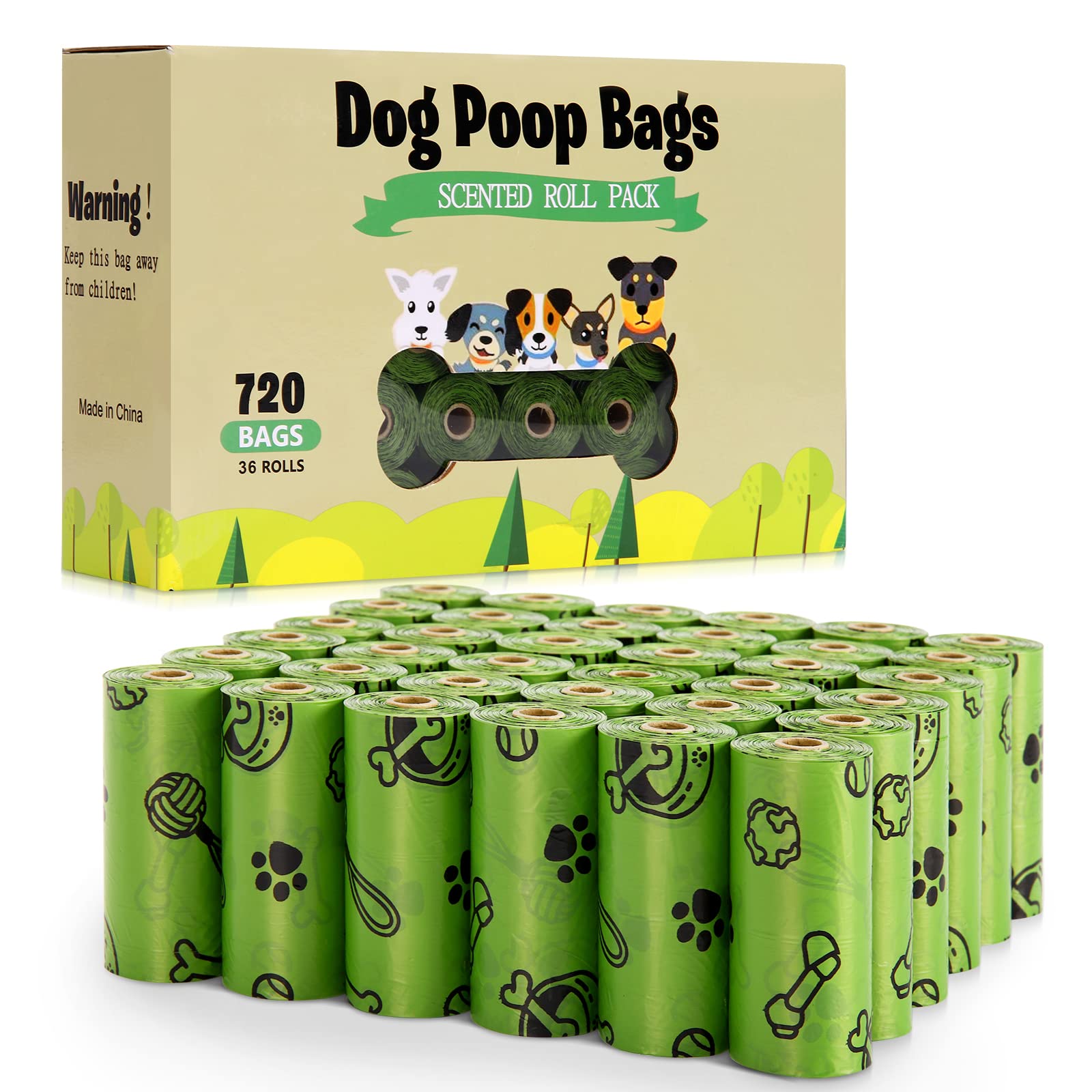 Tvood Dog Poop Bag(720 Count), Leak Proof Dog Bags For Poop Refills Rolls - Extra Strong Doggie Poop Bags Scented - 9X13 Inches 
