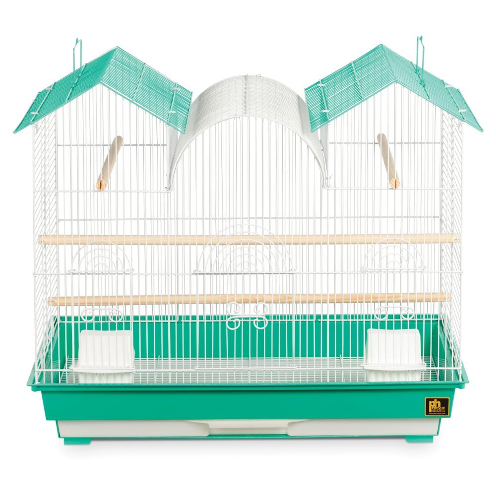 Prevue Hendryx SP1804TR-2 Triple Roof Bird Cage, Teal and White, 1/2