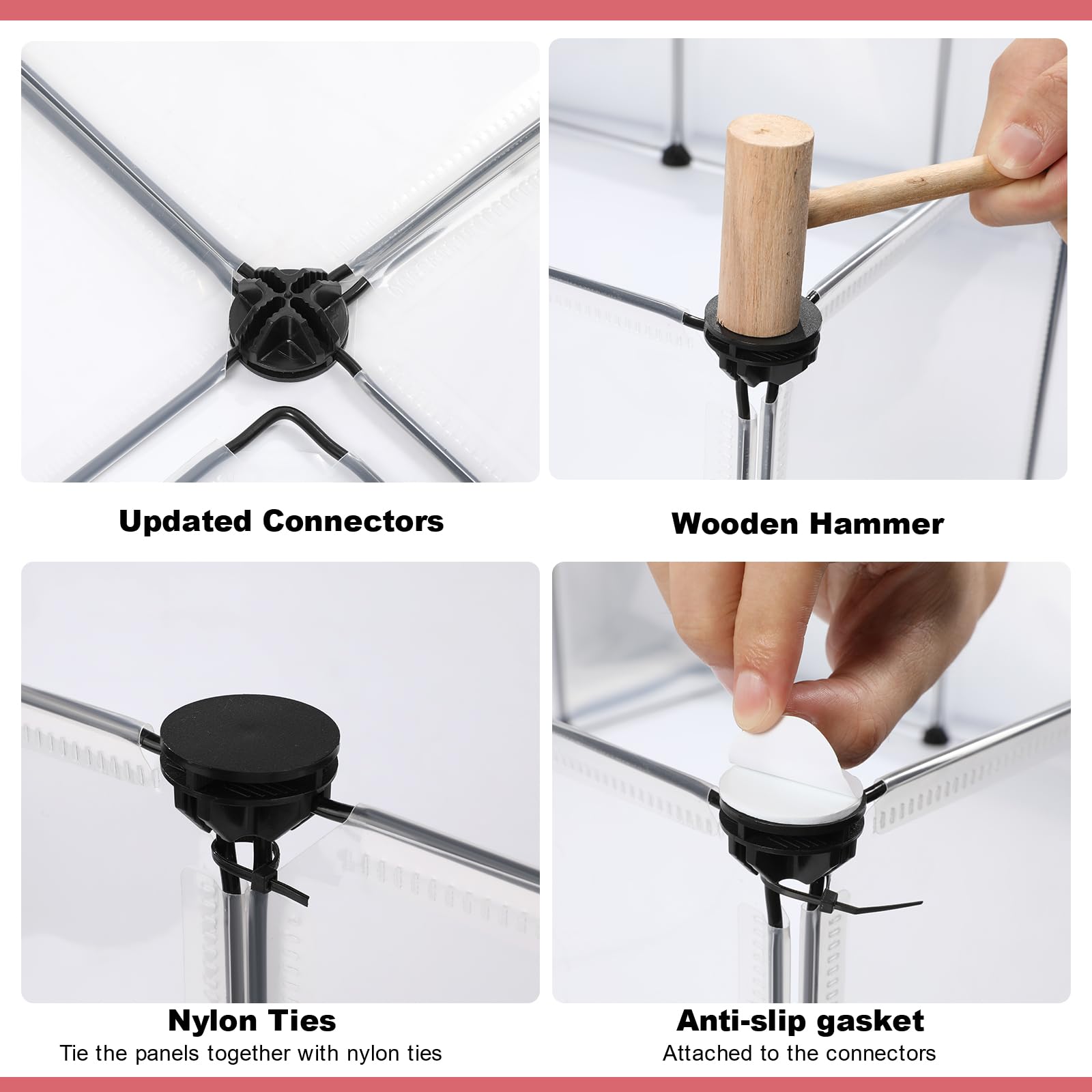 24 Panels Portable Small Animals Playpen,48''X 24''X 28'' Transparent Pet Playpen,Portable Plastic Enclosure,Puppy Play Pen For