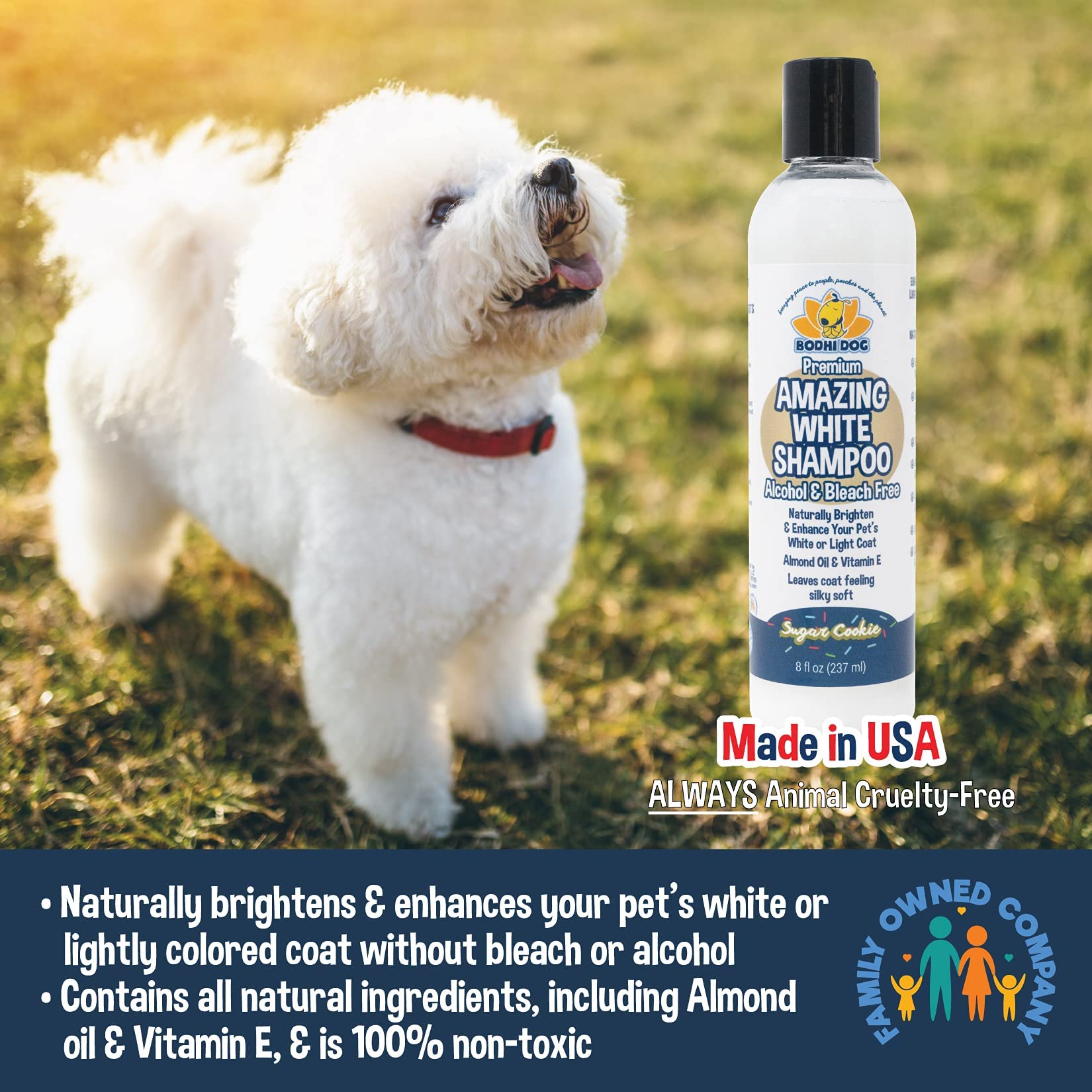 Bodhi Dog Amazing White Shampoo For Dogs - Brightens White & Light Coats - Plant-Based - Made With Natural Ingredients -Safe & E