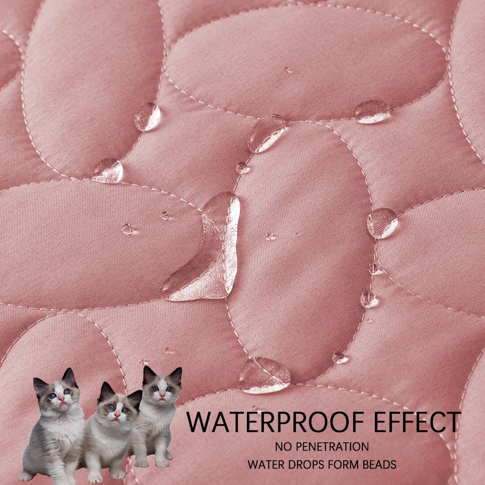 Ameritex Waterproof Pet Bed Cover Anti-Slip Dog Bed Blanket for Sofa and Furniture Waterproof New Pattern Design (Pink, 30x90 In