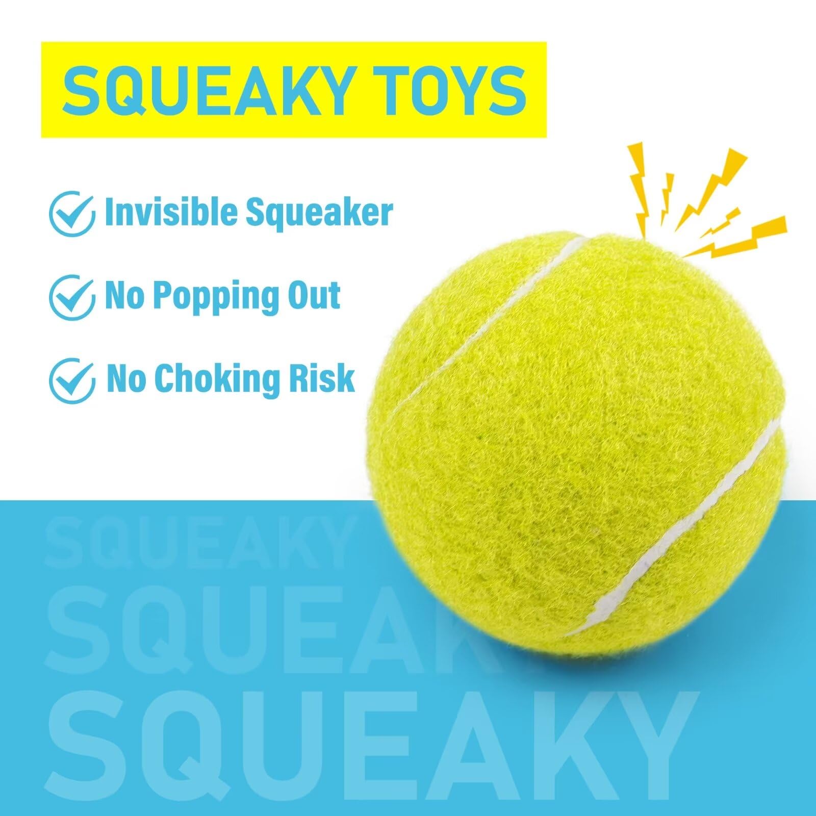 Primepets Tennis Balls For Dogs, 2.5 Inch Squeaky Dog Balls For Play & Fetch, Squeaky Tennis Balls For Medium, Large Dogs, Dog T