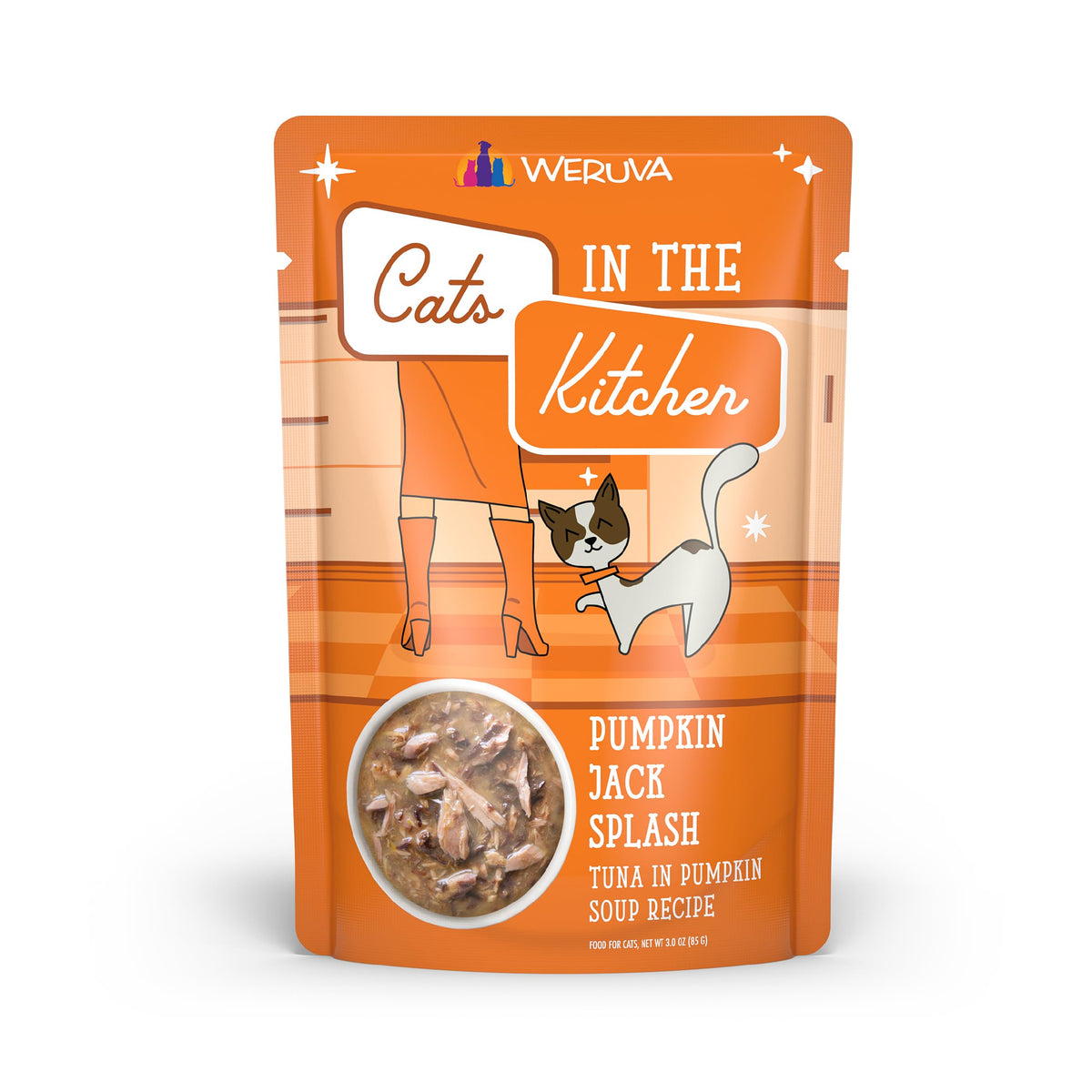 Weruva Cats In The Kitchen, Pumpkin Jack Splash With Tuna In Pumpkin Soup Cat Food, 3Oz Pouch (Pack Of 12)