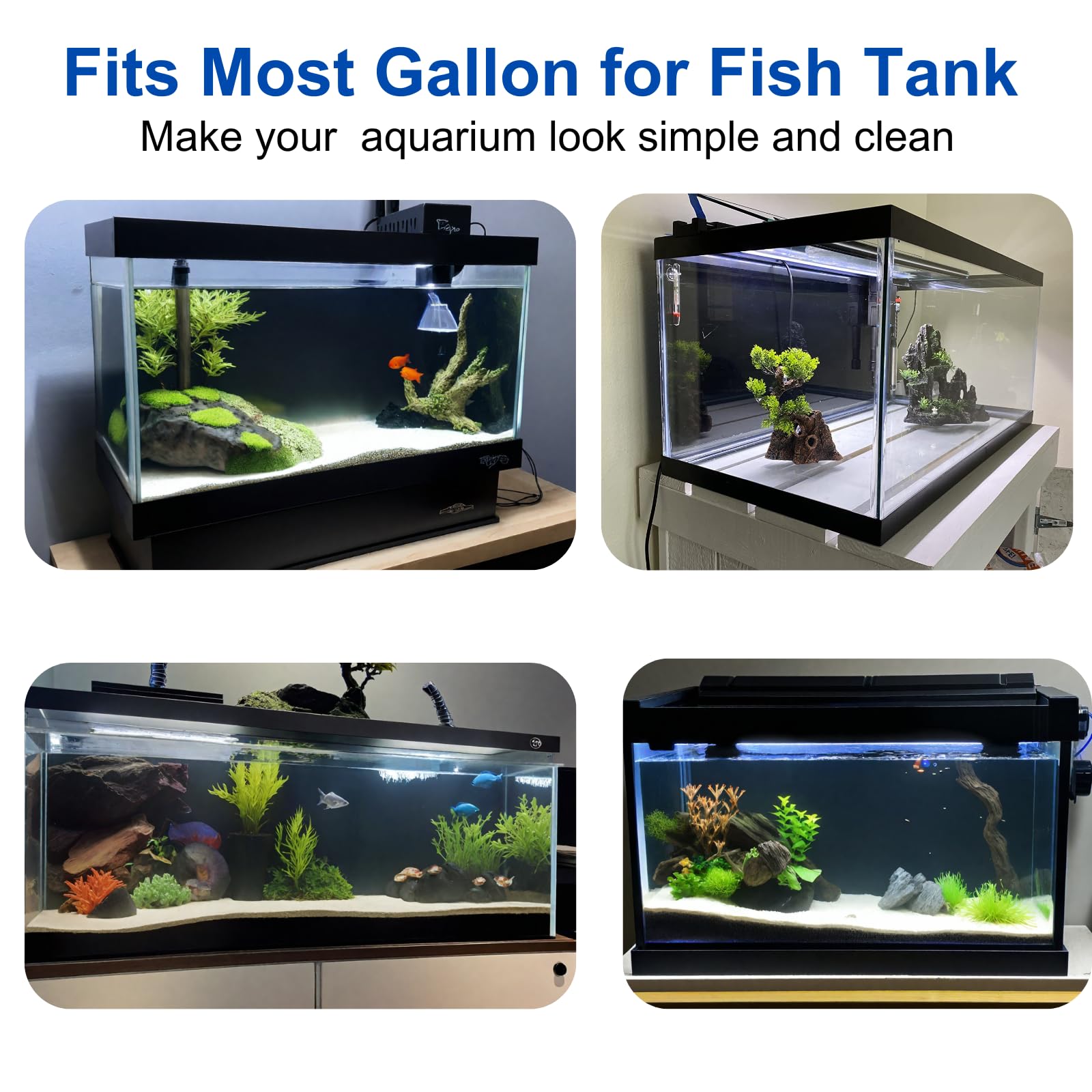 ELEBOX Aquarium Background Blue Black Fish Tank Background Picture 2 Sides Fish Backdrop for Aquarium Wallpaper 12x 32