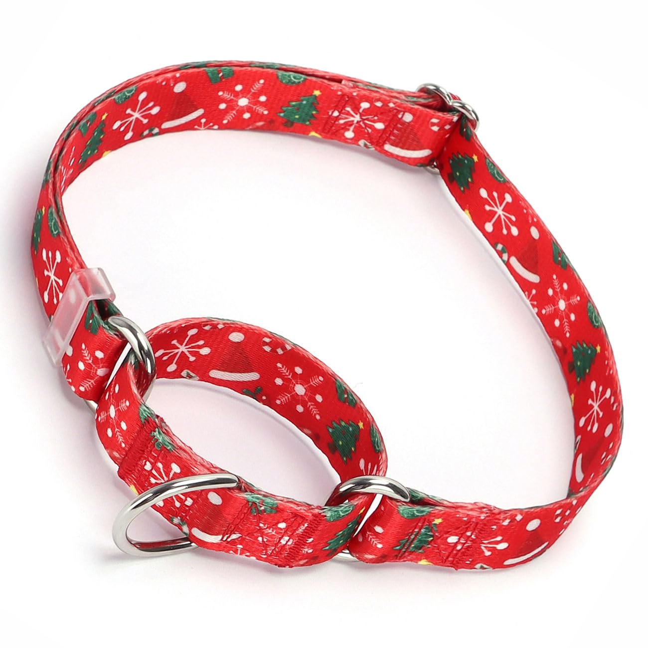Christmas Martingale Dog Collar, Red Cheistmas Xmas Dog Collar No-Slip Escape Proof Choke No Pull Cinch Soft Nylon Dog Training 