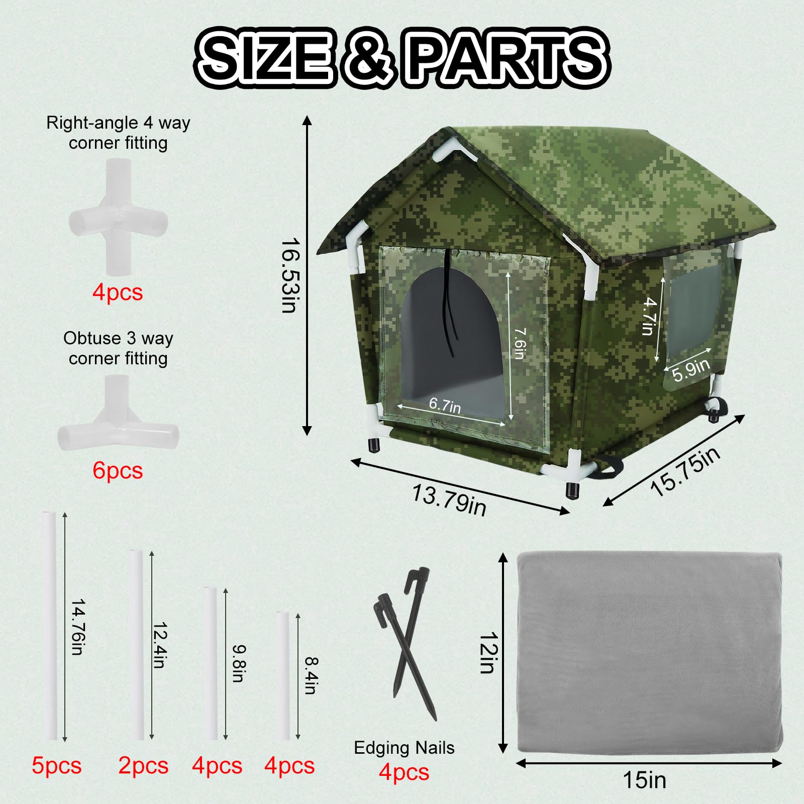 Outdoor Cat House Weatherproof Cat Shelters For Feral Cats Indoor Cat House With Mat And Edging Nails For Outside Provides Cozy