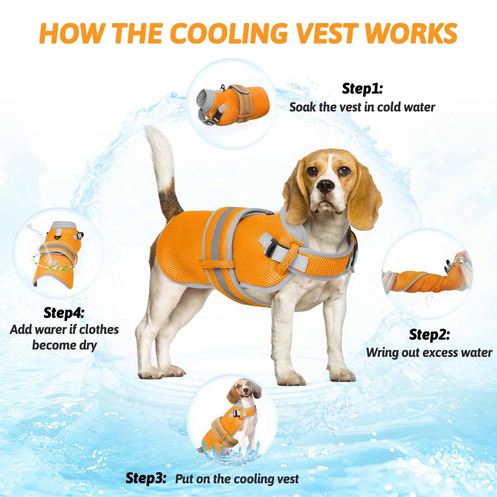Ouobob Dog Cooling Vest For Medium Dogs,Lightweight Cooling Dog Jacket,Breathable Mesh Dogs Shirt Harness Vest With Adjustable S