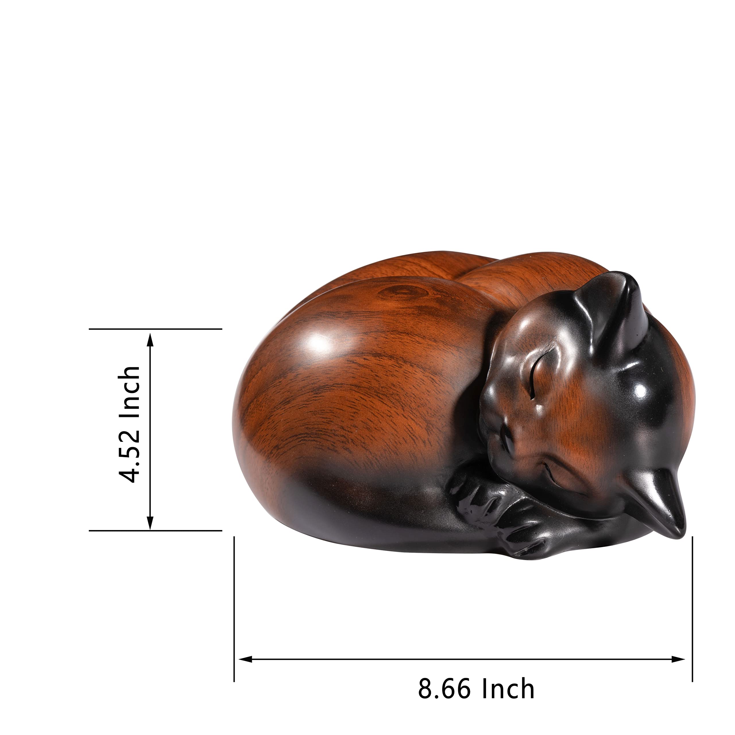 Kriss Art Cat Urn - Sleeping Resin Cremation Urn for Ashes, Cherry Color, Small Animal Size, Model s1